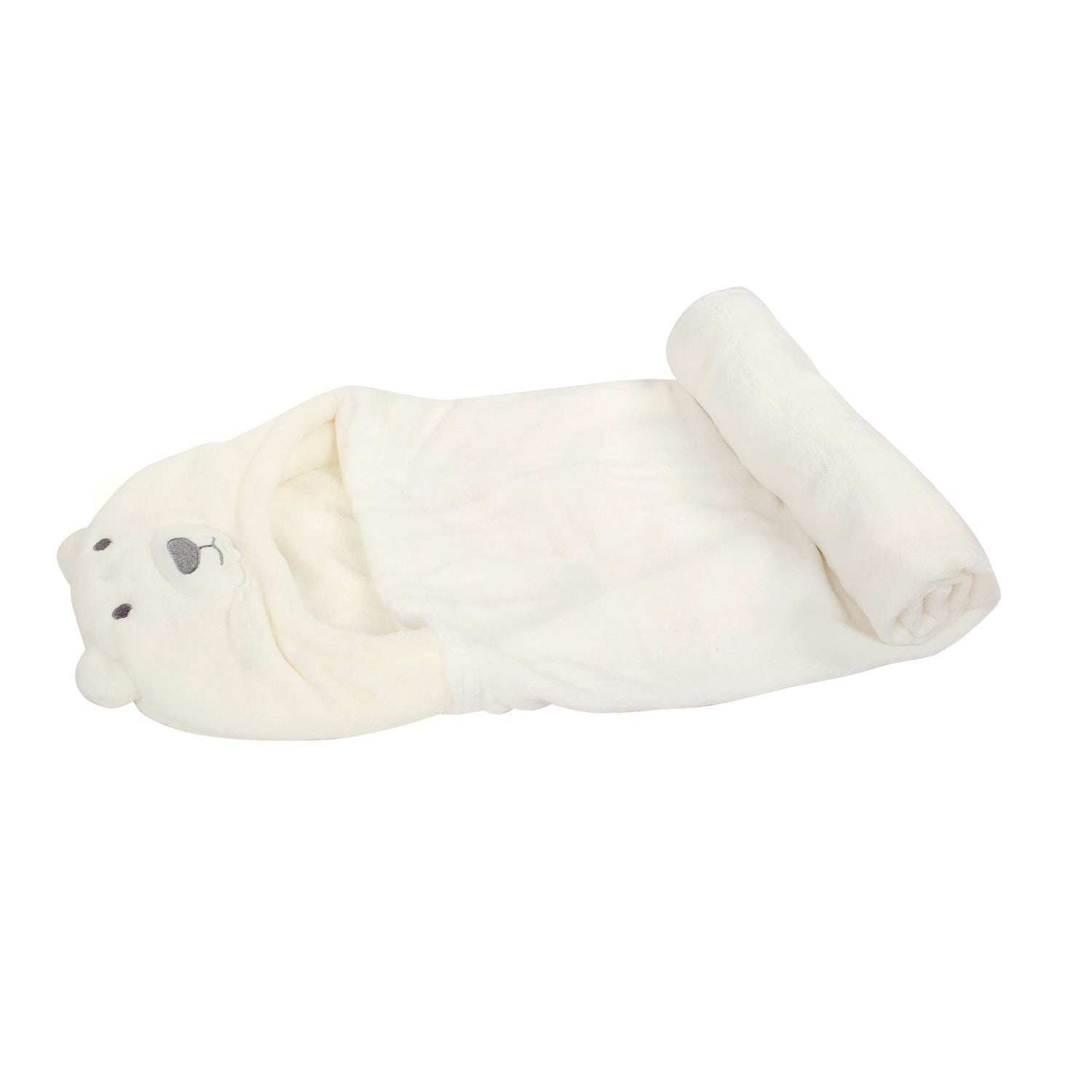 Smiley Bear White Blanket - Baby Moo