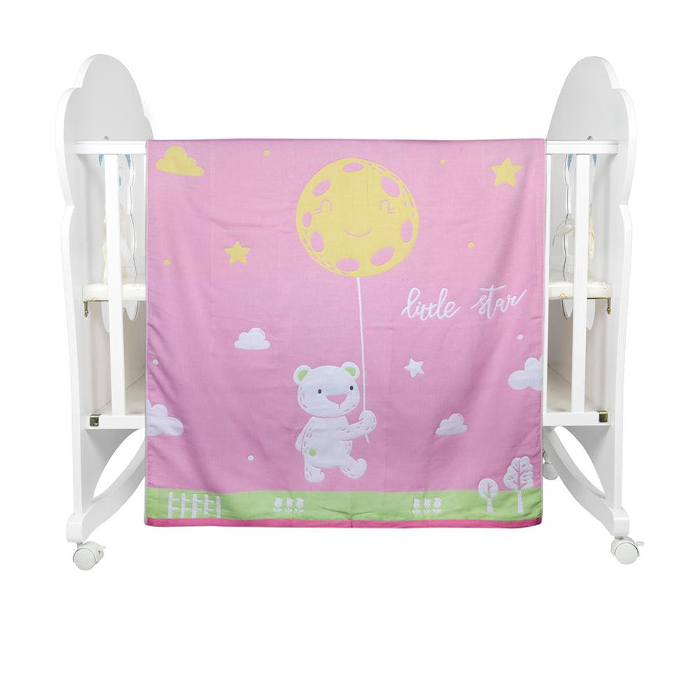 Little Star Bear Pink Large Muslin Blanket - Baby Moo