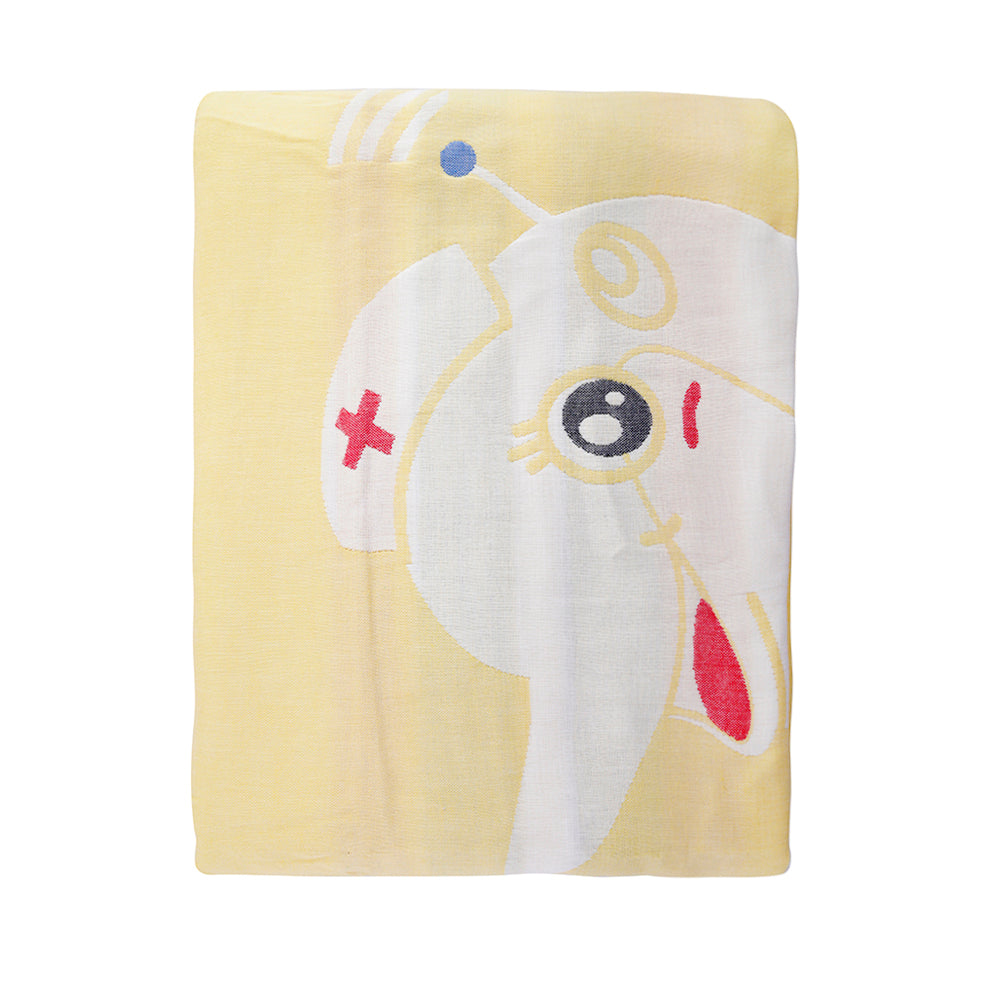 Animal Print Yellow Embossed Baby Large Muslin Blanket - Baby Moo
