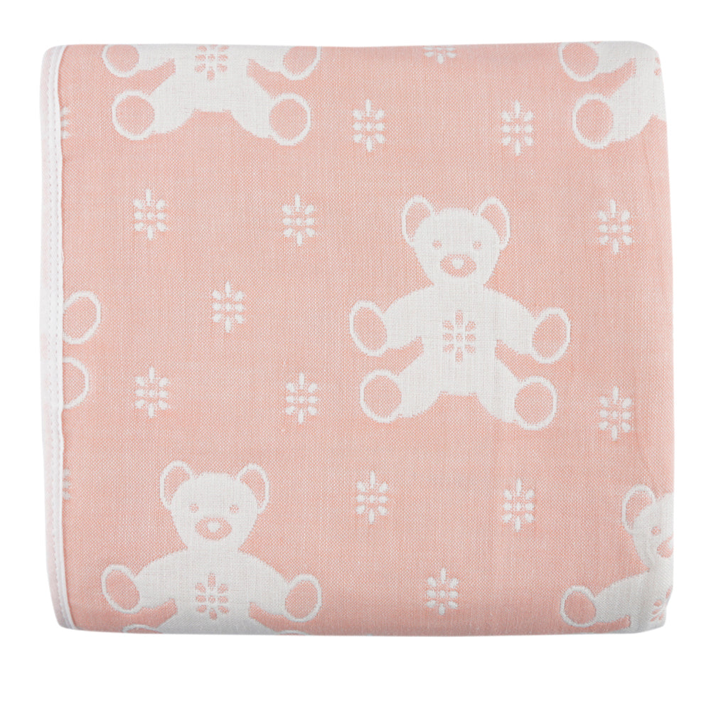 BFF Bear Peach Medium Muslin Blanket - Baby Moo