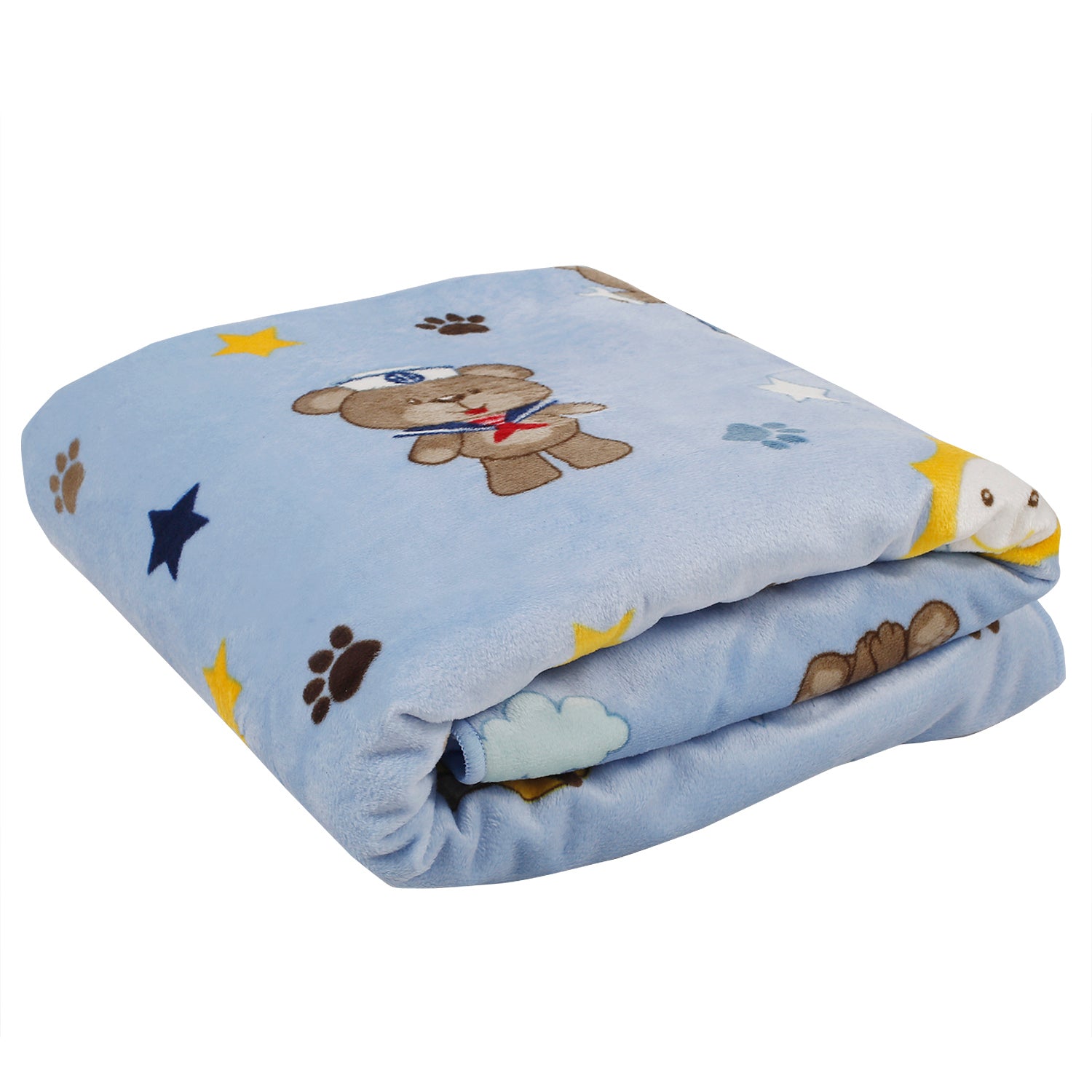 Pawsome Blue Double Sided Fur Blanket - Baby Moo