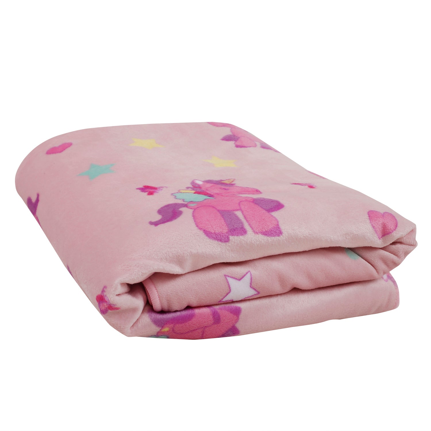 Unicorn & Rainbow Pink Double Sided Fur Blanket - Baby Moo