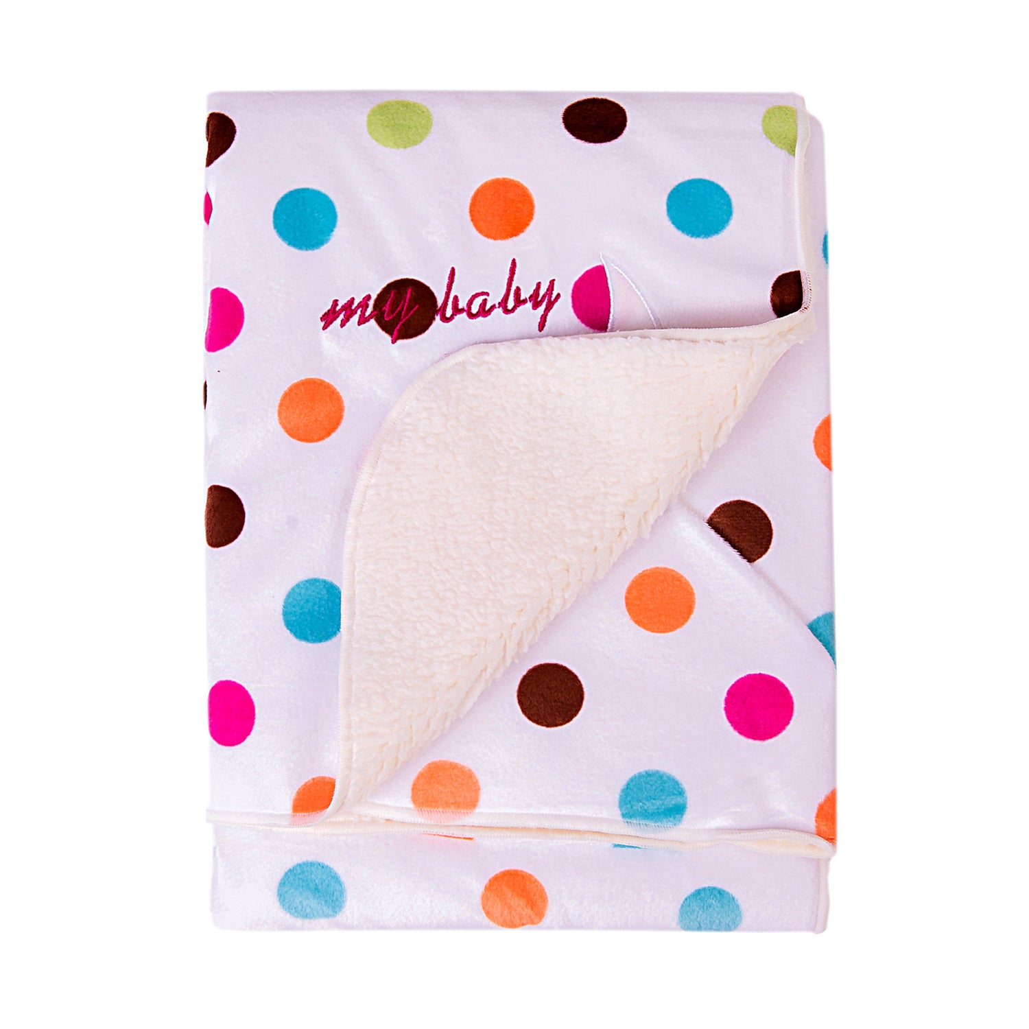 Teddy Polka Dot White Fur Blanket - Baby Moo