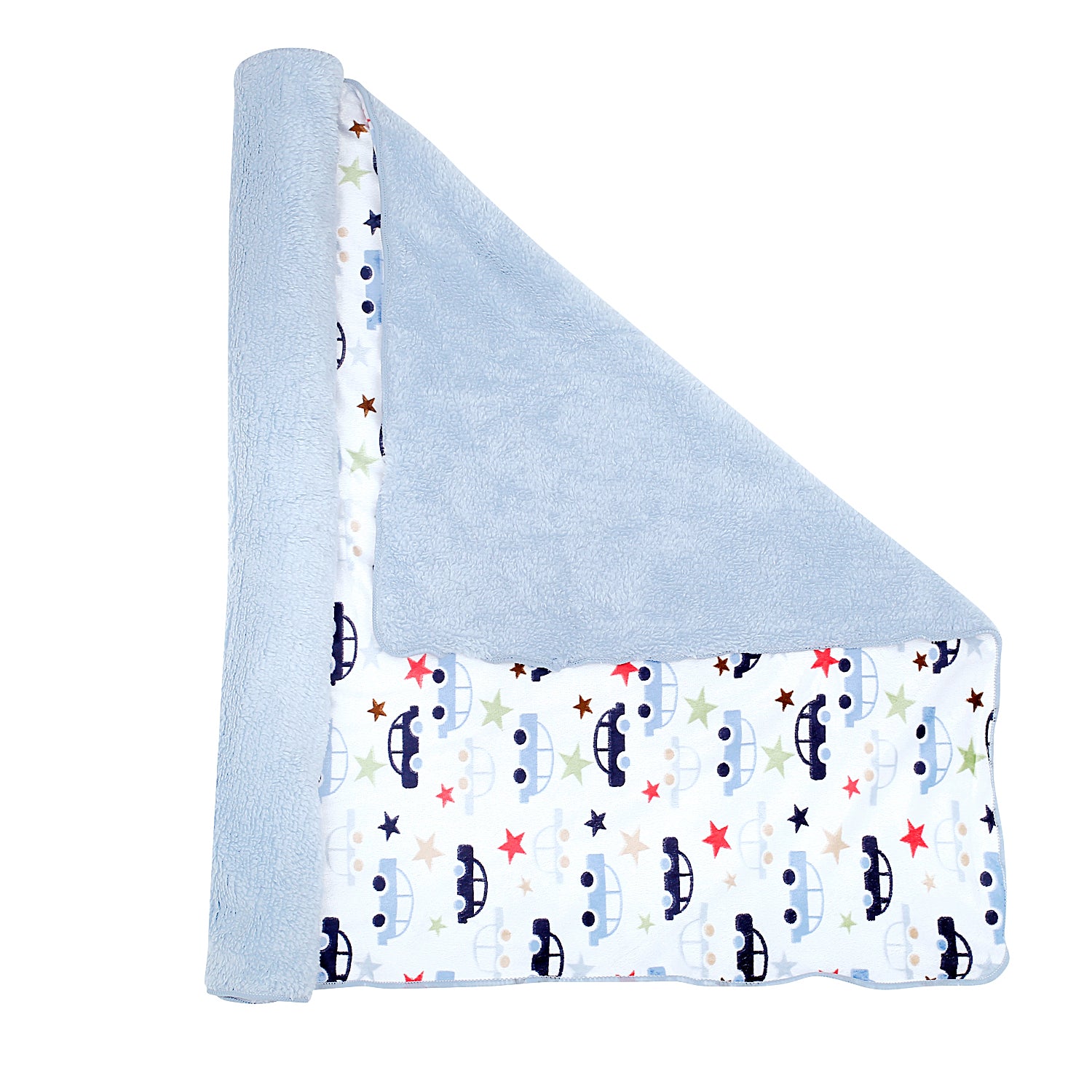 Speedy Car Blue And White Blanket - Baby Moo
