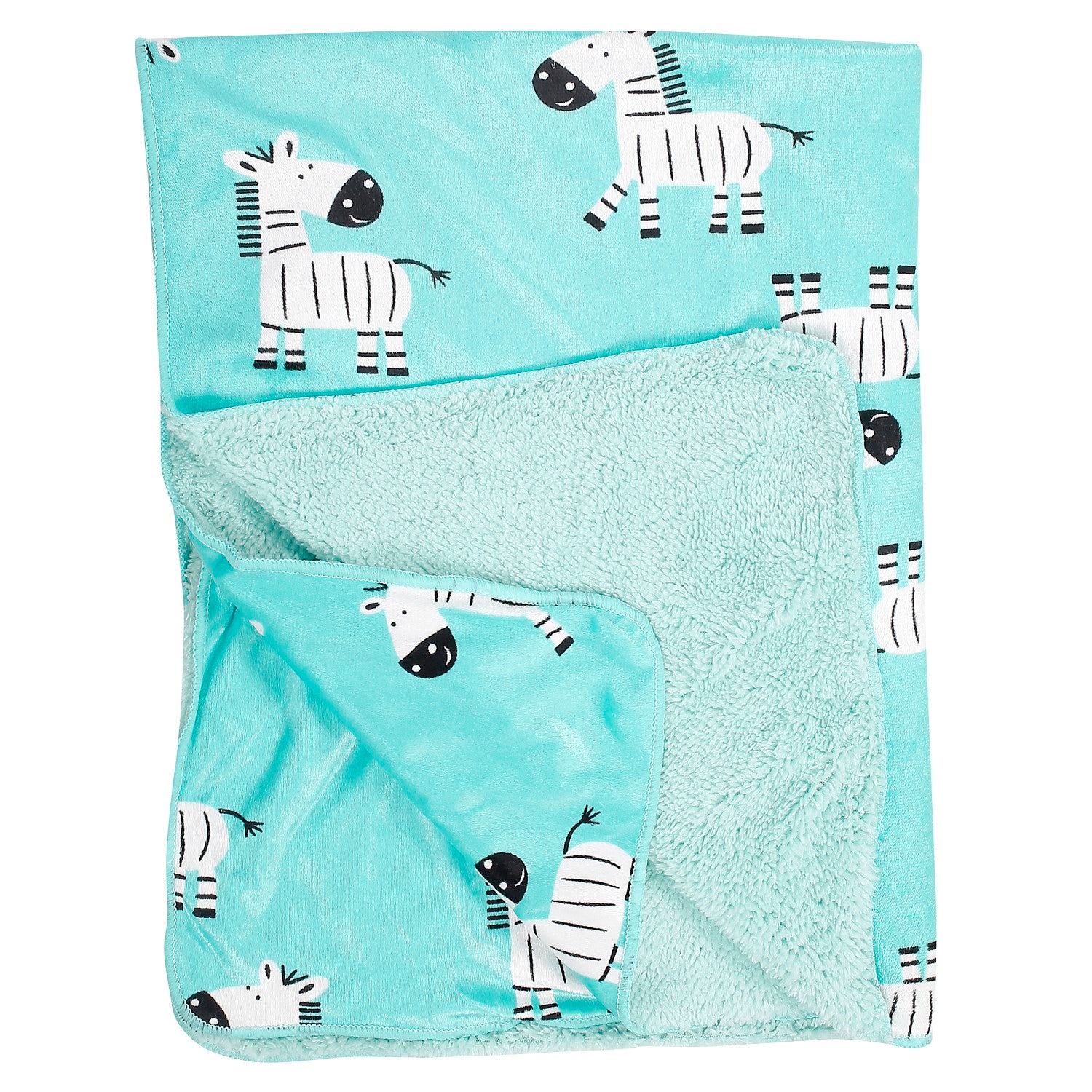 Zebra Aqua Blue Blanket - Baby Moo