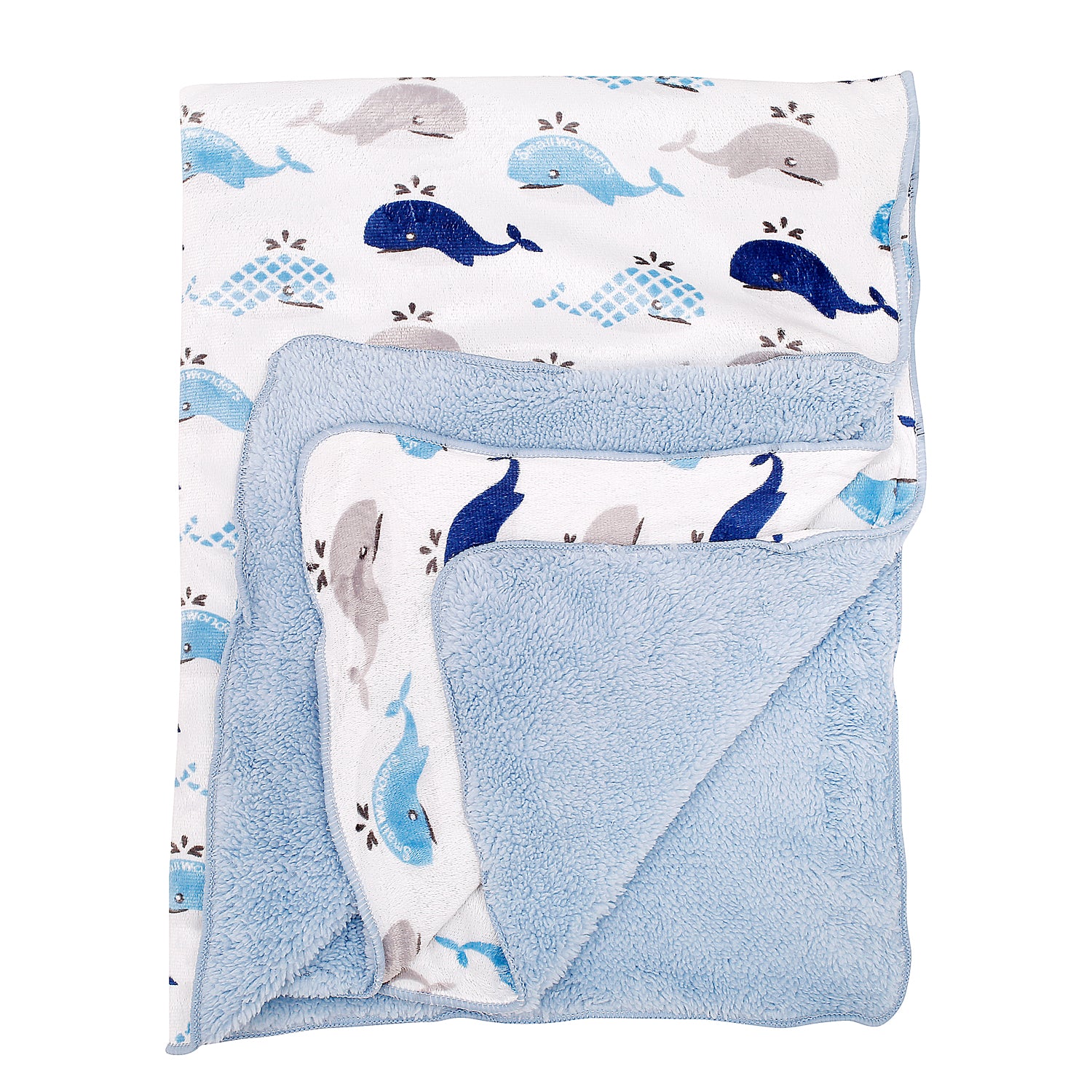 Dolphin Blue And White Blanket - Baby Moo