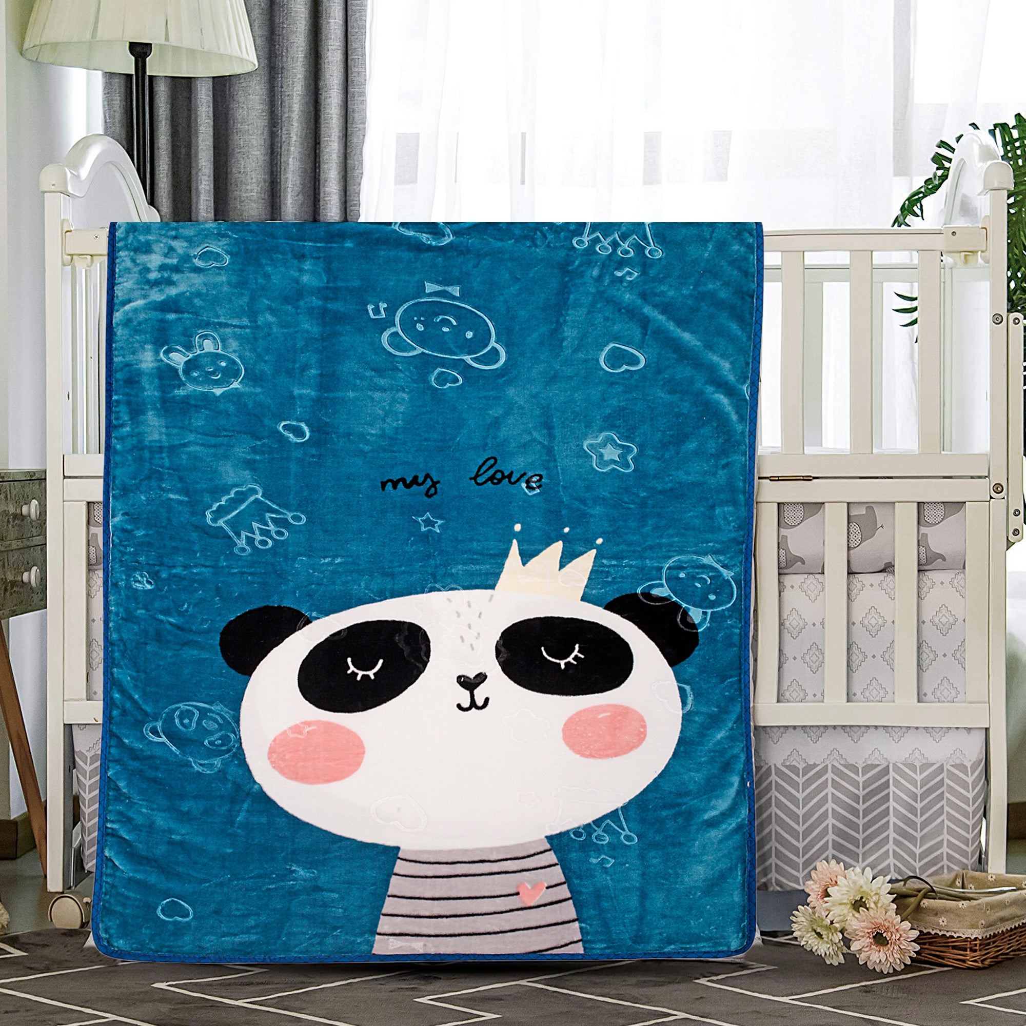 Crown Panda Blue Blanket - Baby Moo