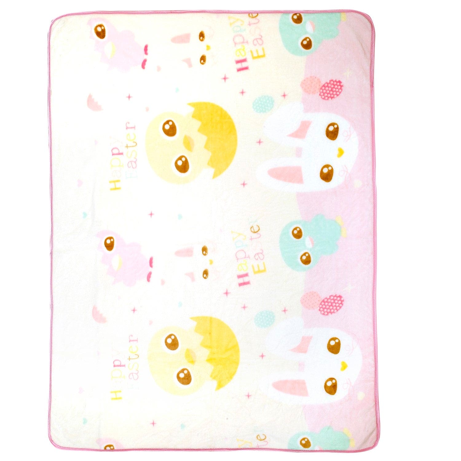 Big Eyed Friends White And Pink Blanket - Baby Moo