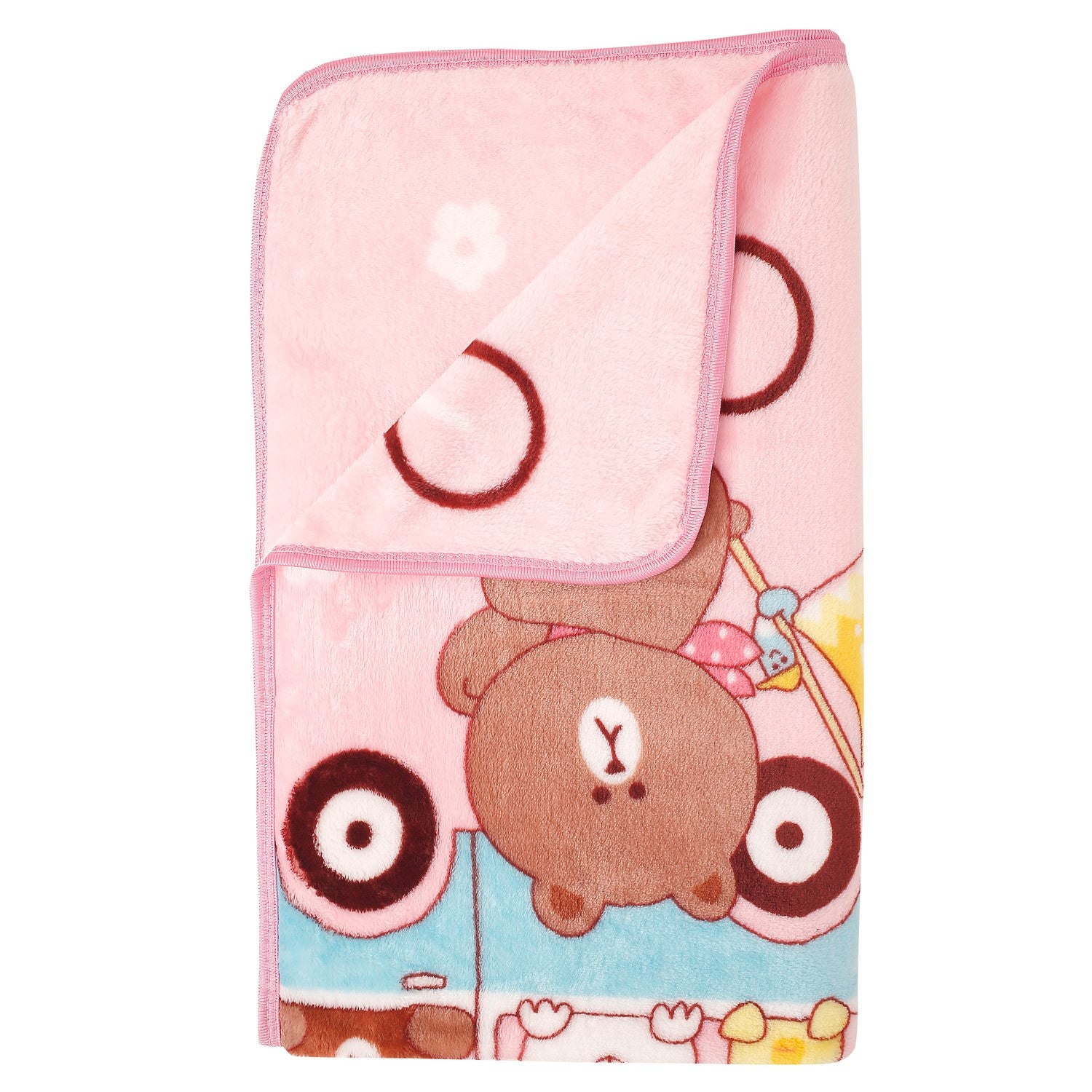 Cycling Bear Pink Blanket - Baby Moo