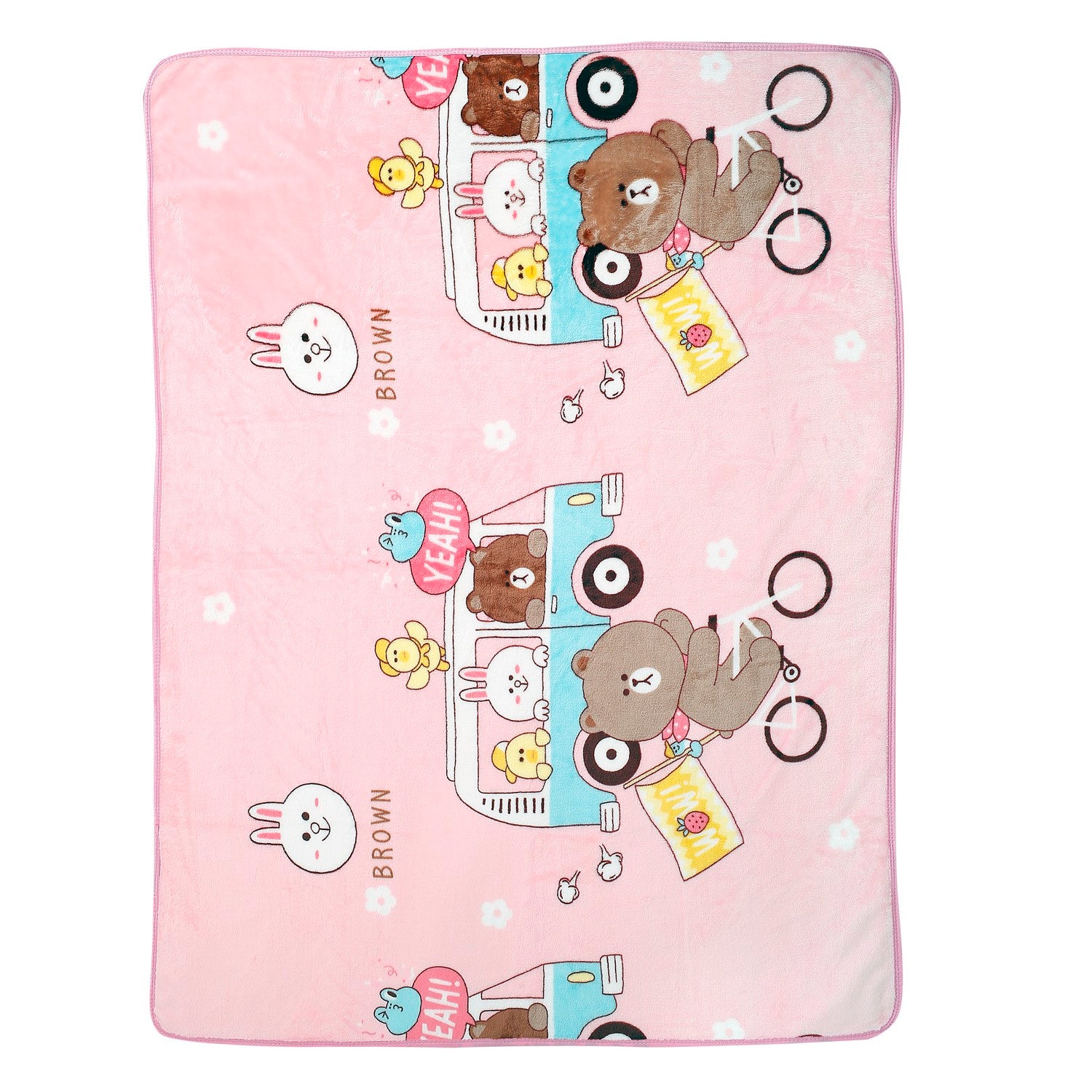 Cycling Bear Pink Blanket - Baby Moo