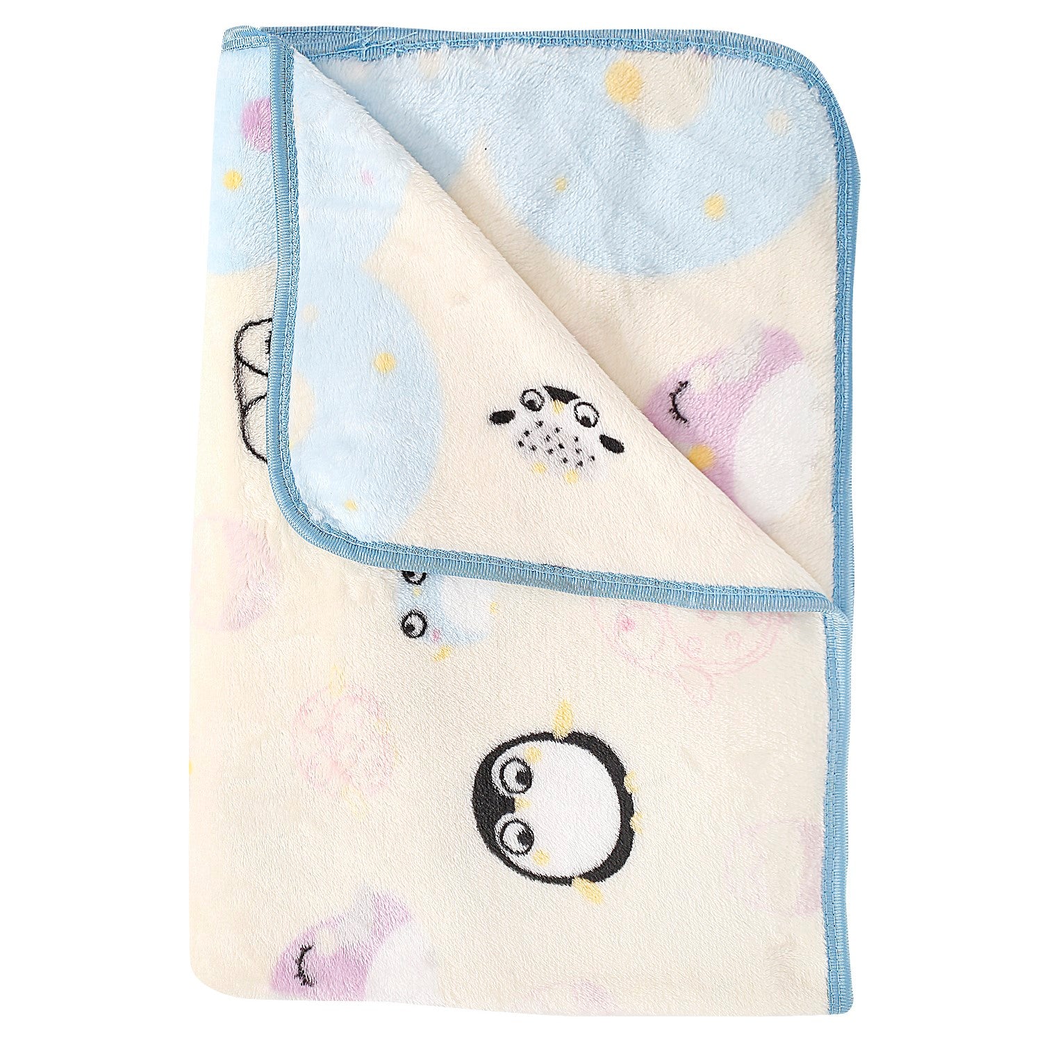 Penguin Paws White And Blue Blanket - Baby Moo