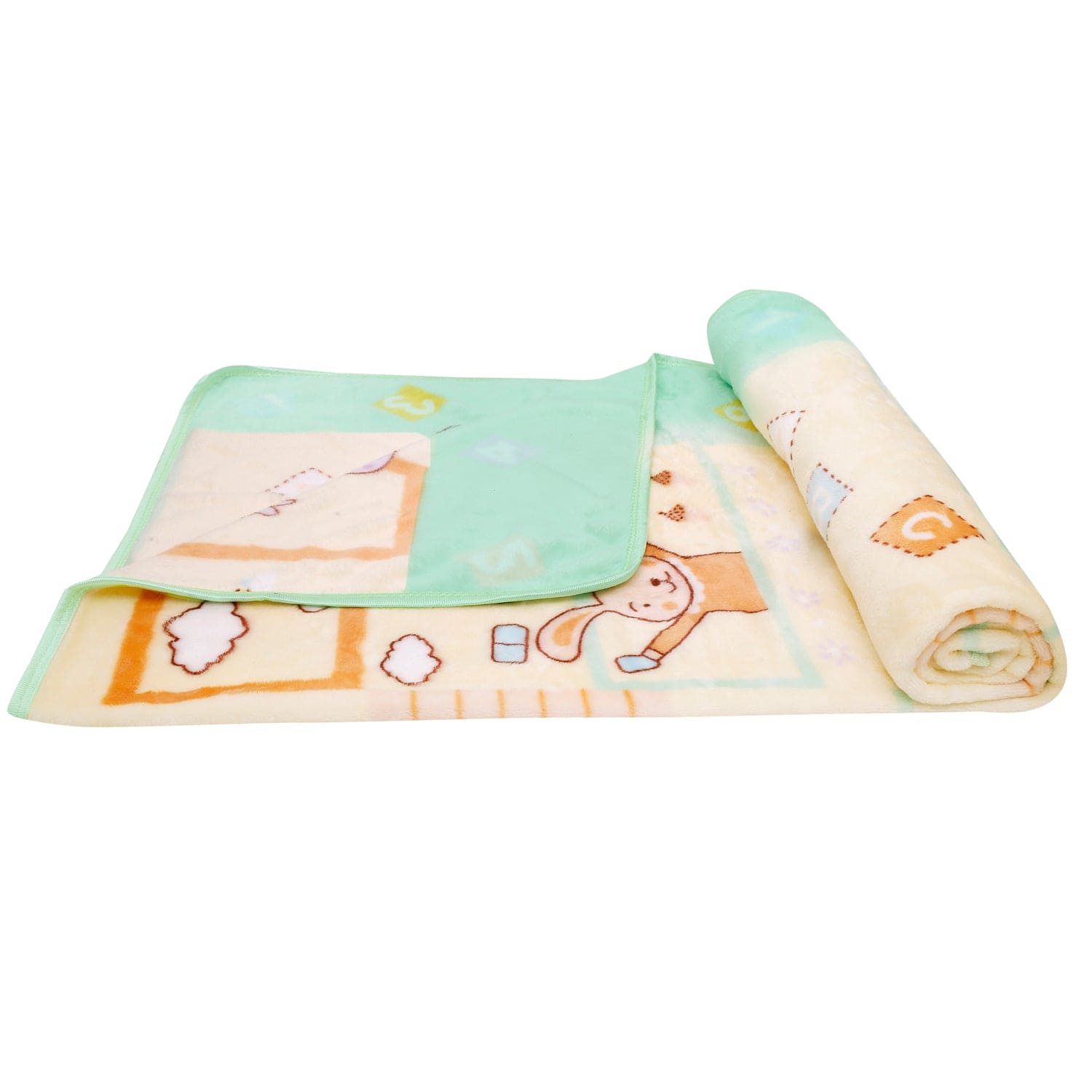 Bookworm Cream And Green Blanket - Baby Moo