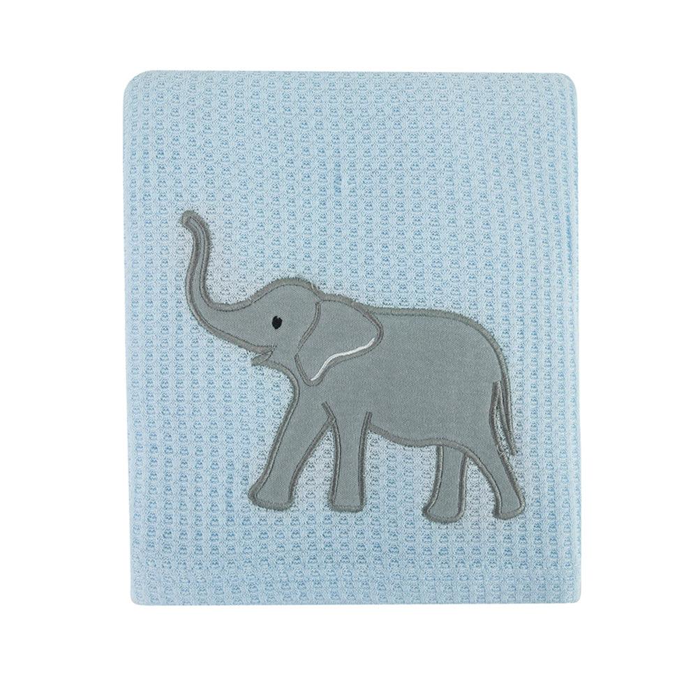 Elephant Blue Waffle Blanket - Baby Moo