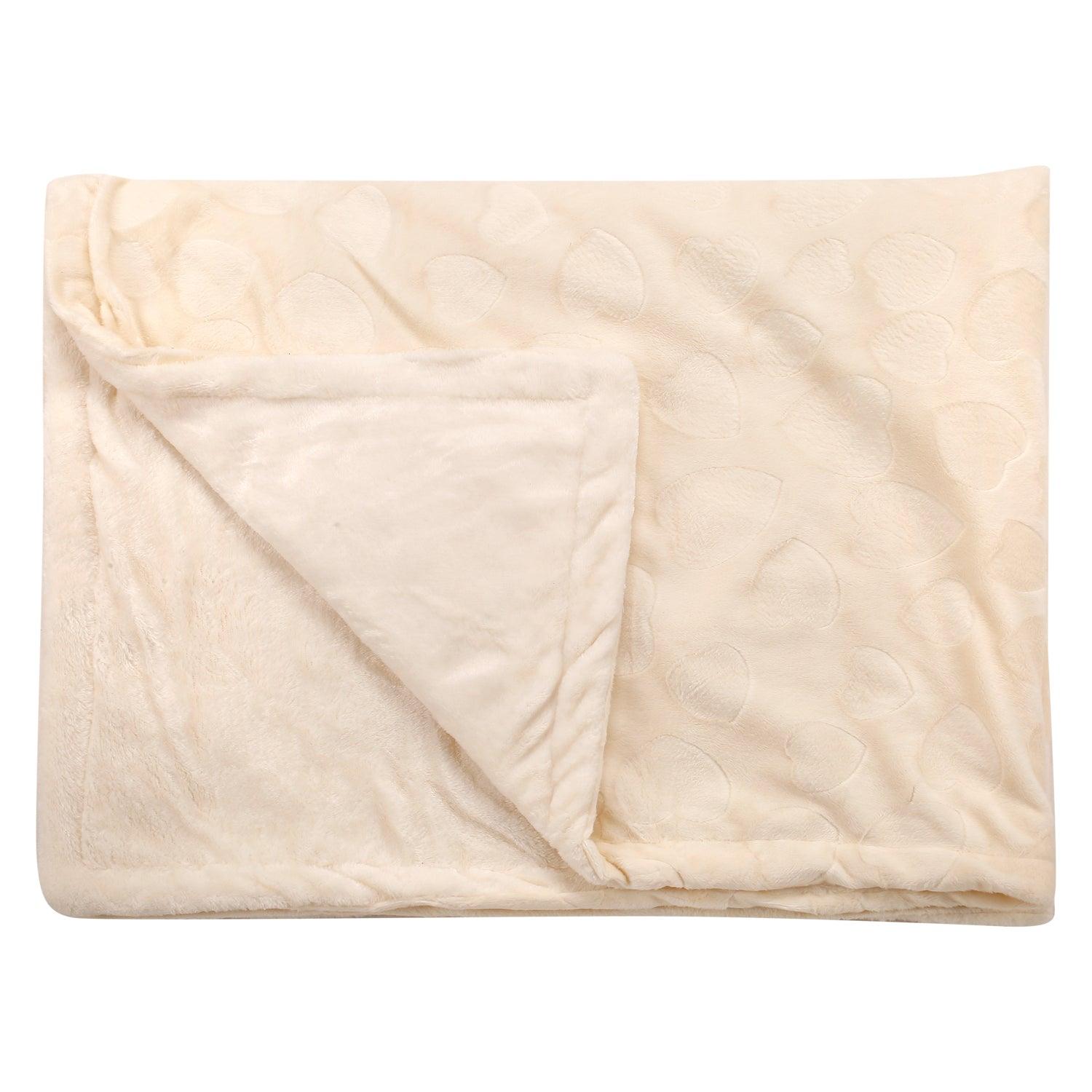 Heart Cream Textured Beige Blanket - Baby Moo