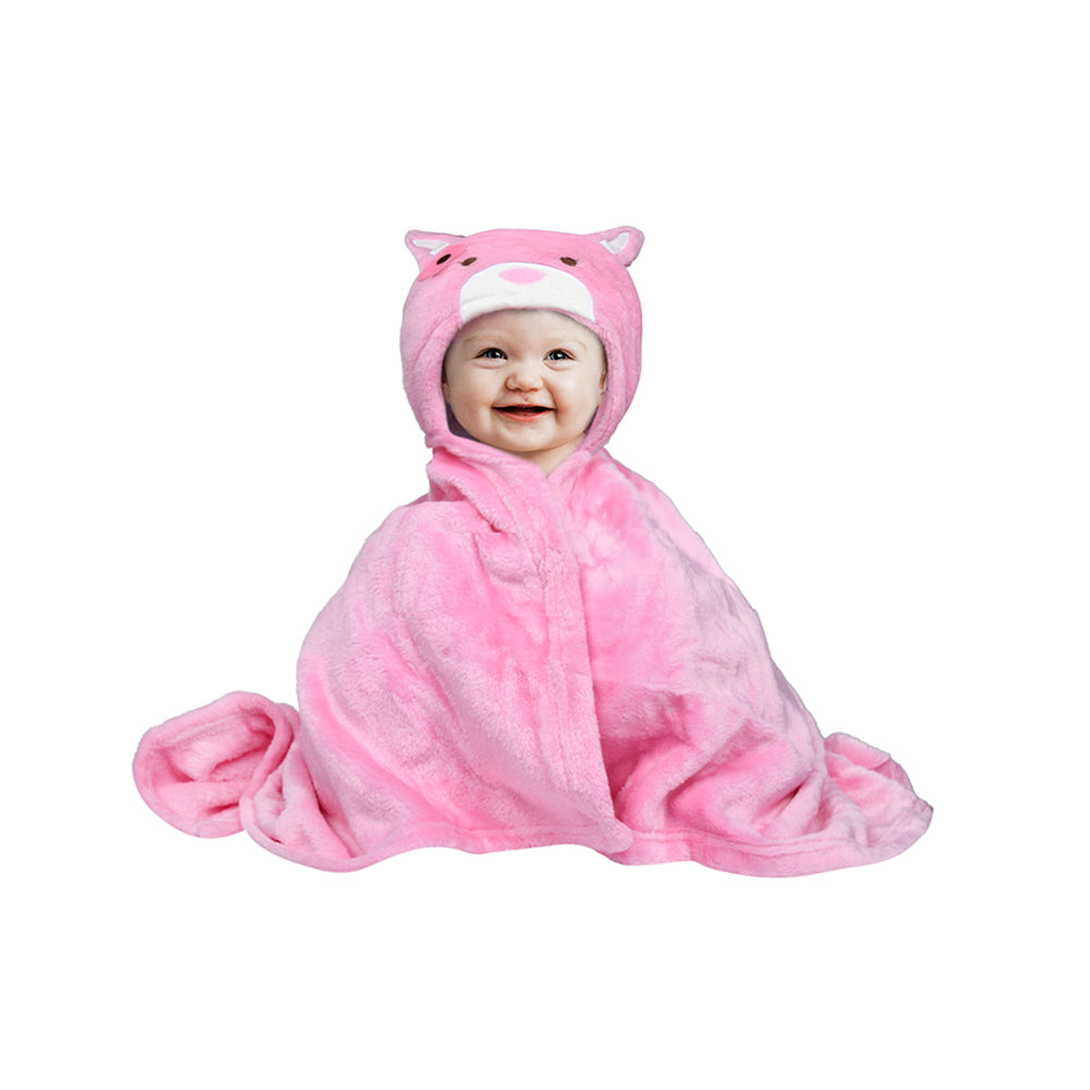 BFF Bear Pink Animal Hooded Blanket