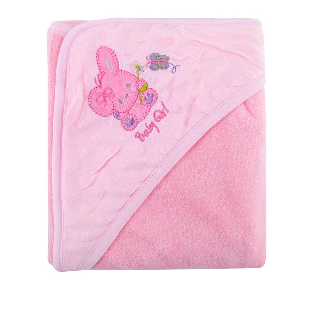 Cute Bunny Pink Hooded Bubble Blanket - Baby Moo