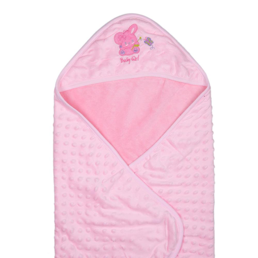 Cute Bunny Pink Hooded Bubble Blanket - Baby Moo