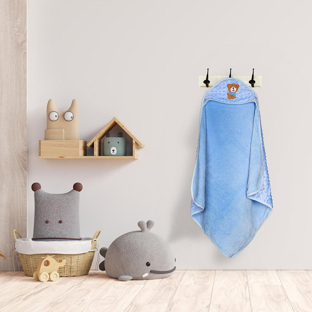 BFF Bear Blue Hooded Bubble Blanket - Baby Moo