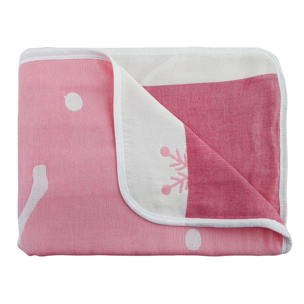 Winter Wonderland Pink Embossed Baby Large Muslin Blanket - Baby Moo