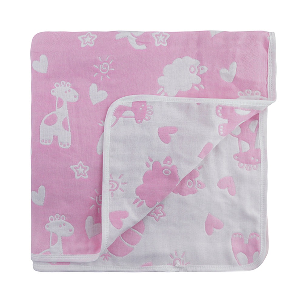 Elephant Pink Embossed Baby XL Muslin Blanket - Baby Moo