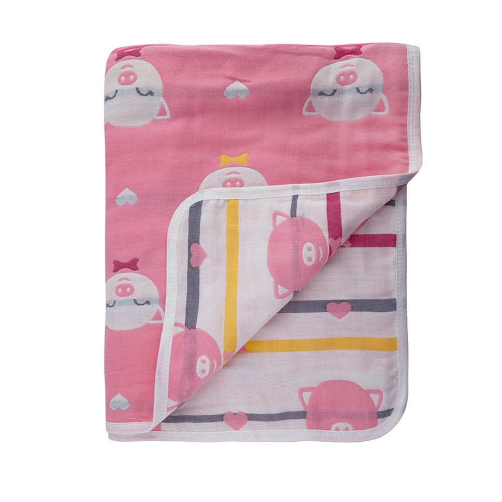 Piglet Pink Embossed Baby XL Muslin Blanket - Baby Moo