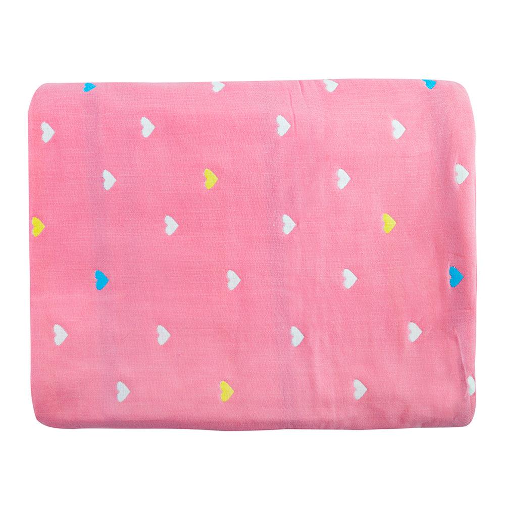 Heart Pink Embossed Baby XL Muslin Blanket - Baby Moo