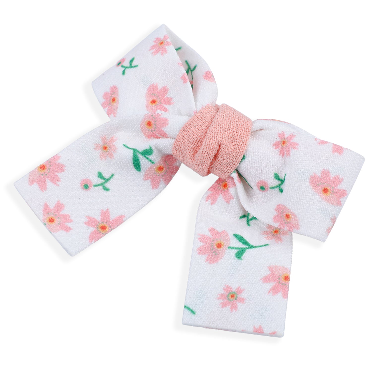 Floral Hair Bow Clip Set of 2 - Peach - Baby Moo