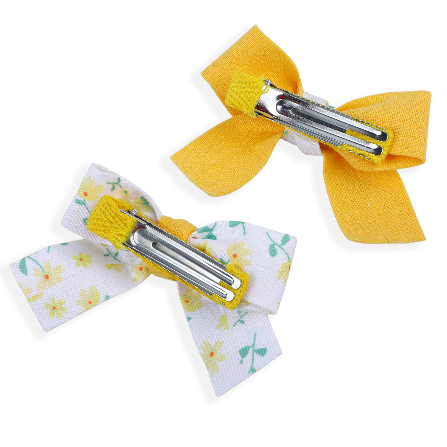 Flower Power Hair Bow Clip Set of 2 - Yellow - Baby Moo