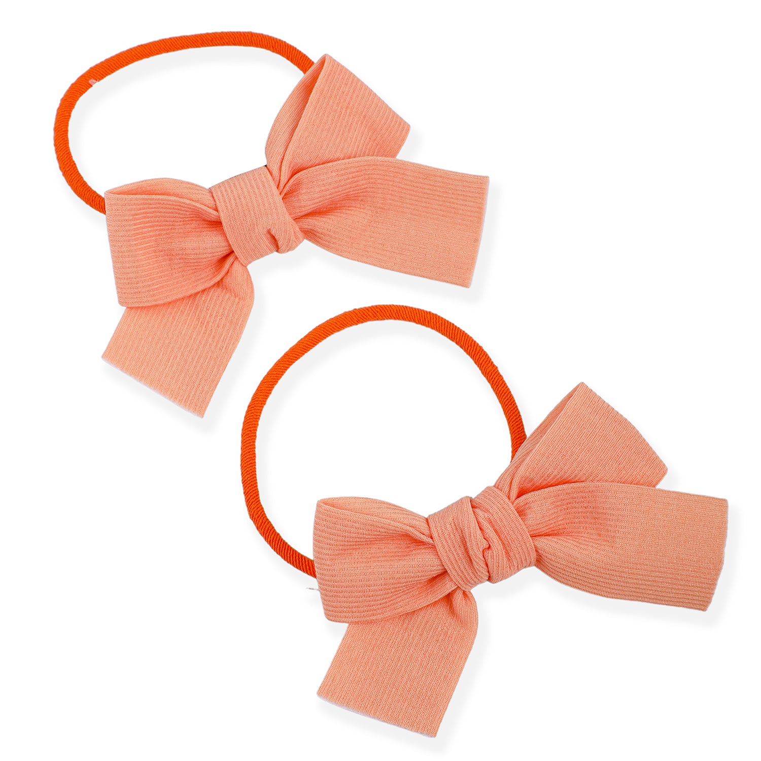 Solid Rubber Bands Hair Bows 2 Pcs - Orange - Baby Moo