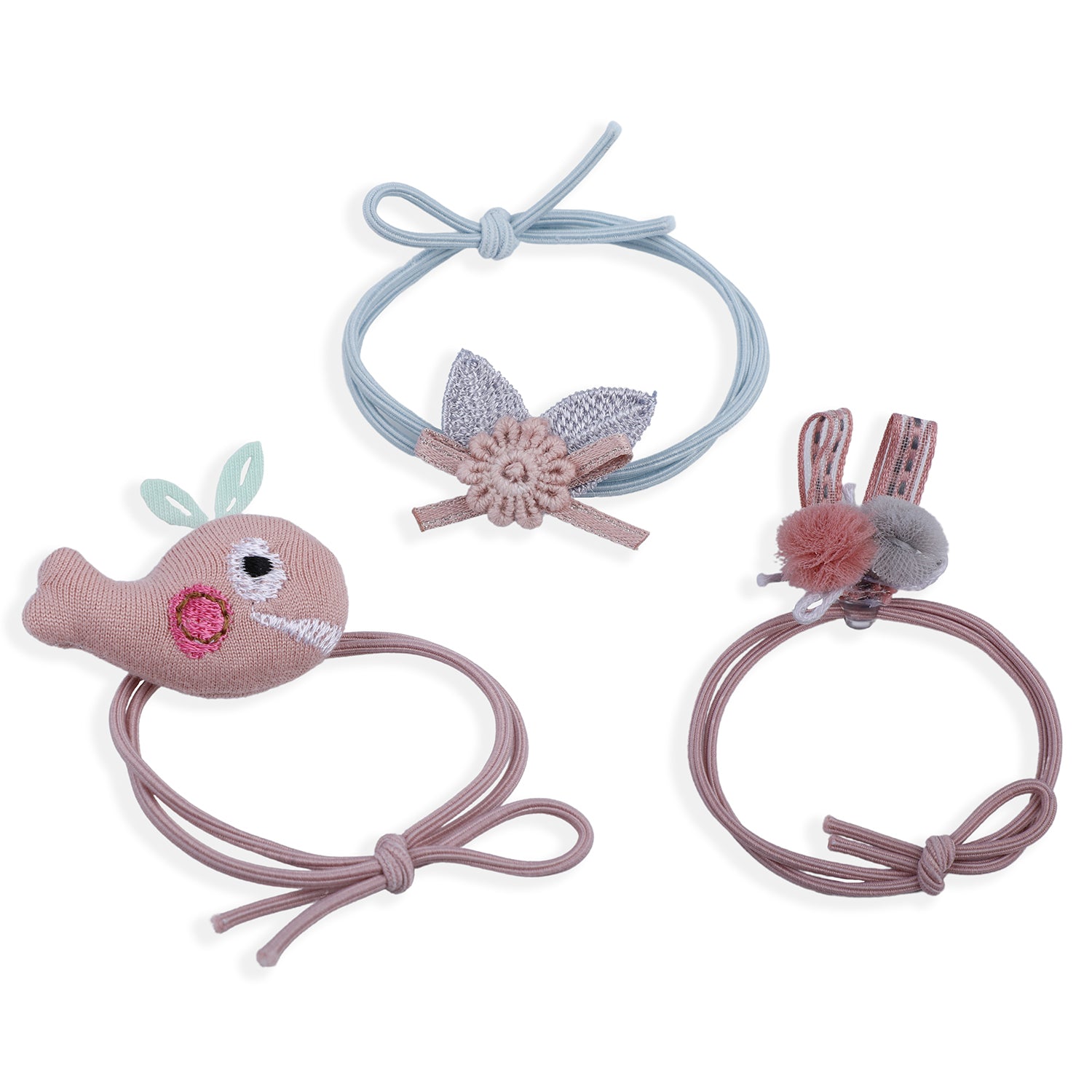 Whale Rubber Bands Hair Accessories 3 Pcs - Pink