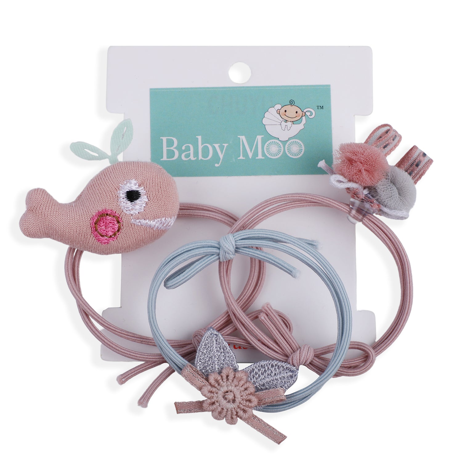 Whale Rubber Bands Hair Accessories 3 Pcs - Pink - Baby Moo