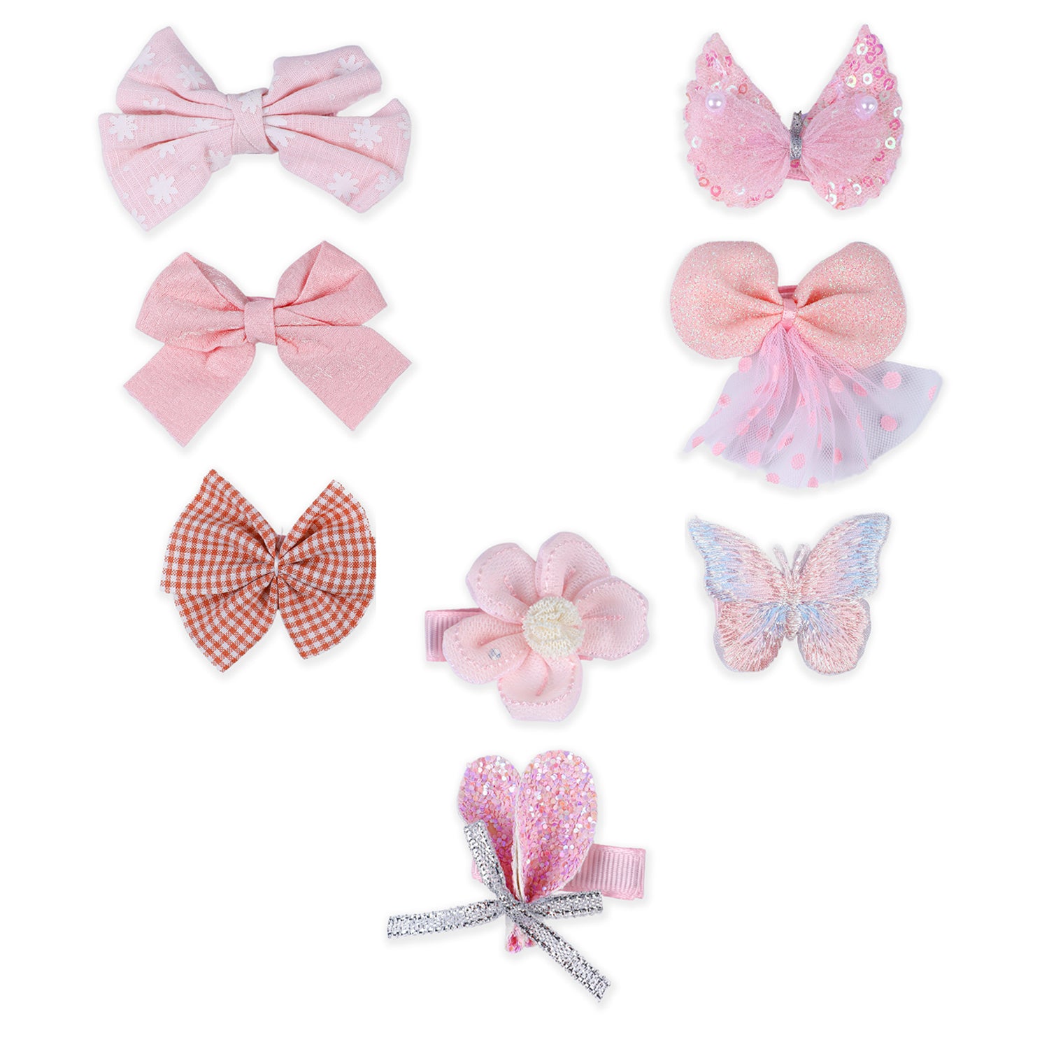 Aphrodite Bows Hair Clips Set 8 Pcs - Pink - Baby Moo
