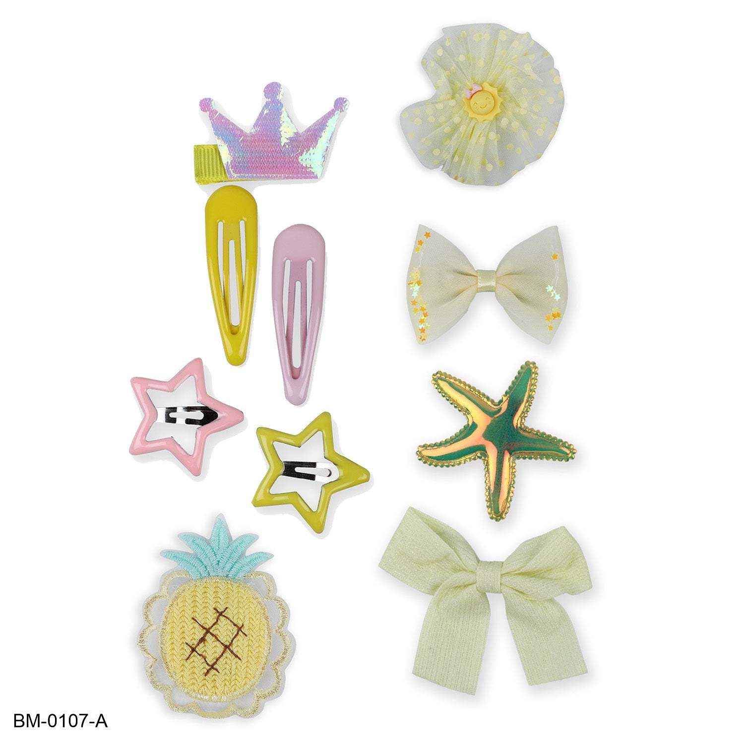 Aria Assorted Hair Clips Set 10 Pcs - Yellow