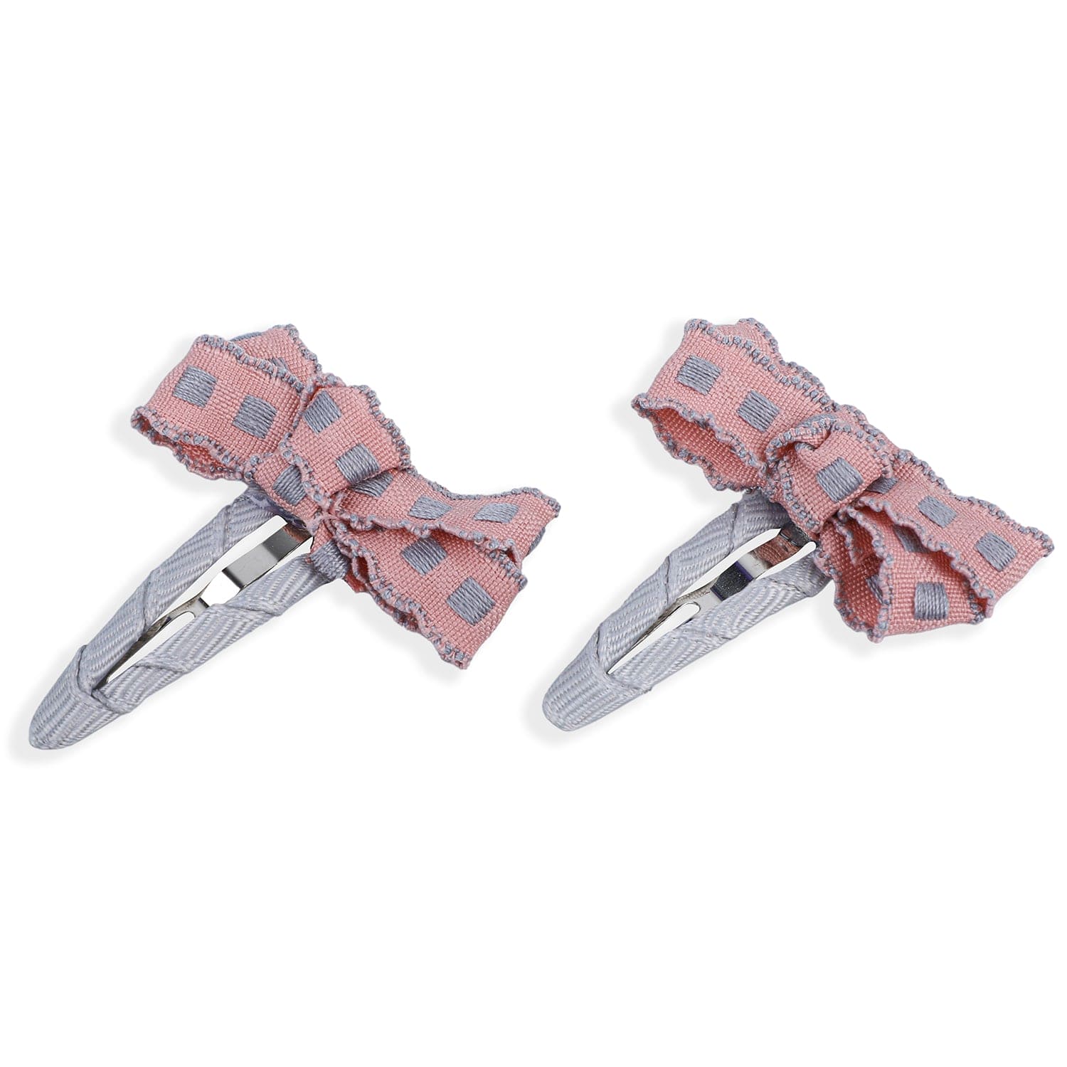 Anthea Flower Hair Clips 5 Pcs - Peach, Grey - Baby Moo