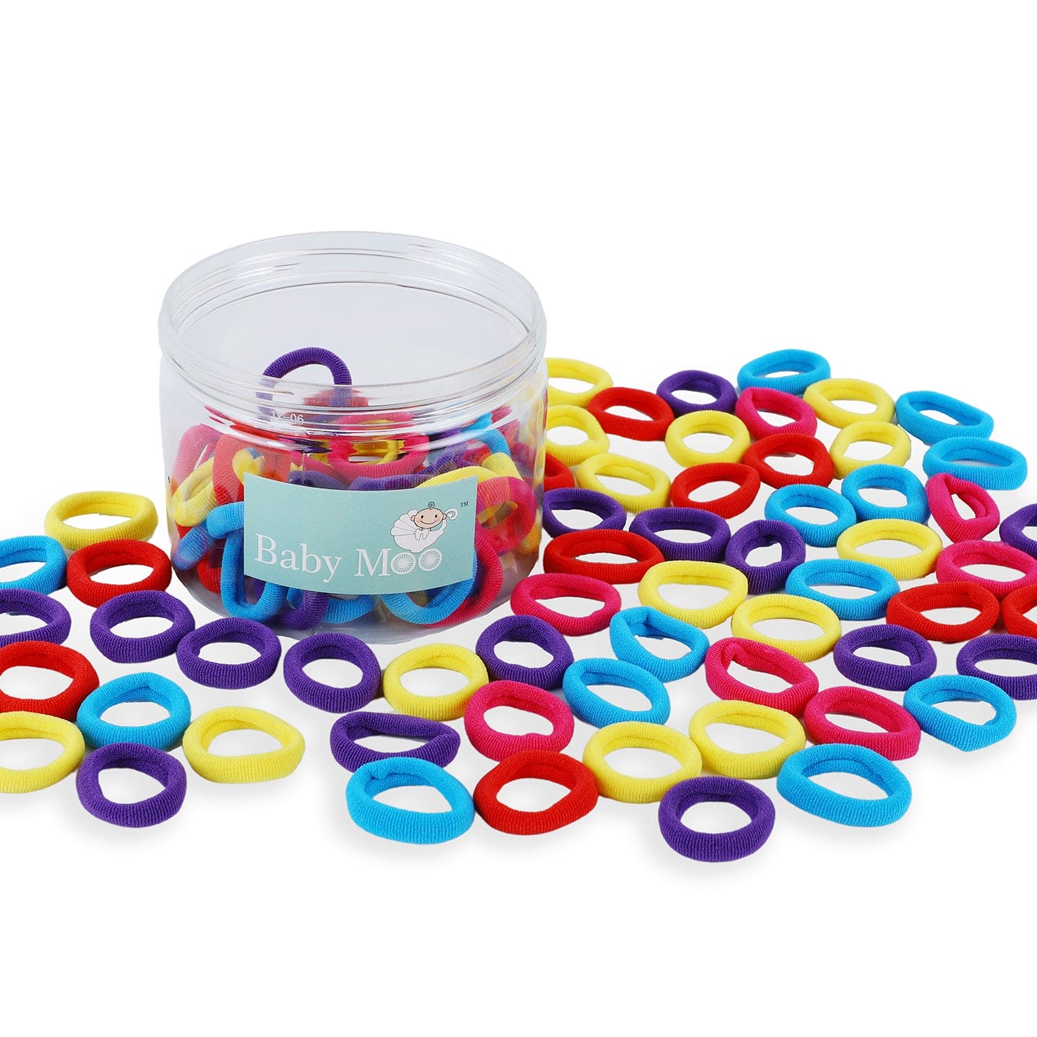 Baby Moo Mini Rubber Bands Soft Stretch Hair Elastic 100 Pcs  Multicolour