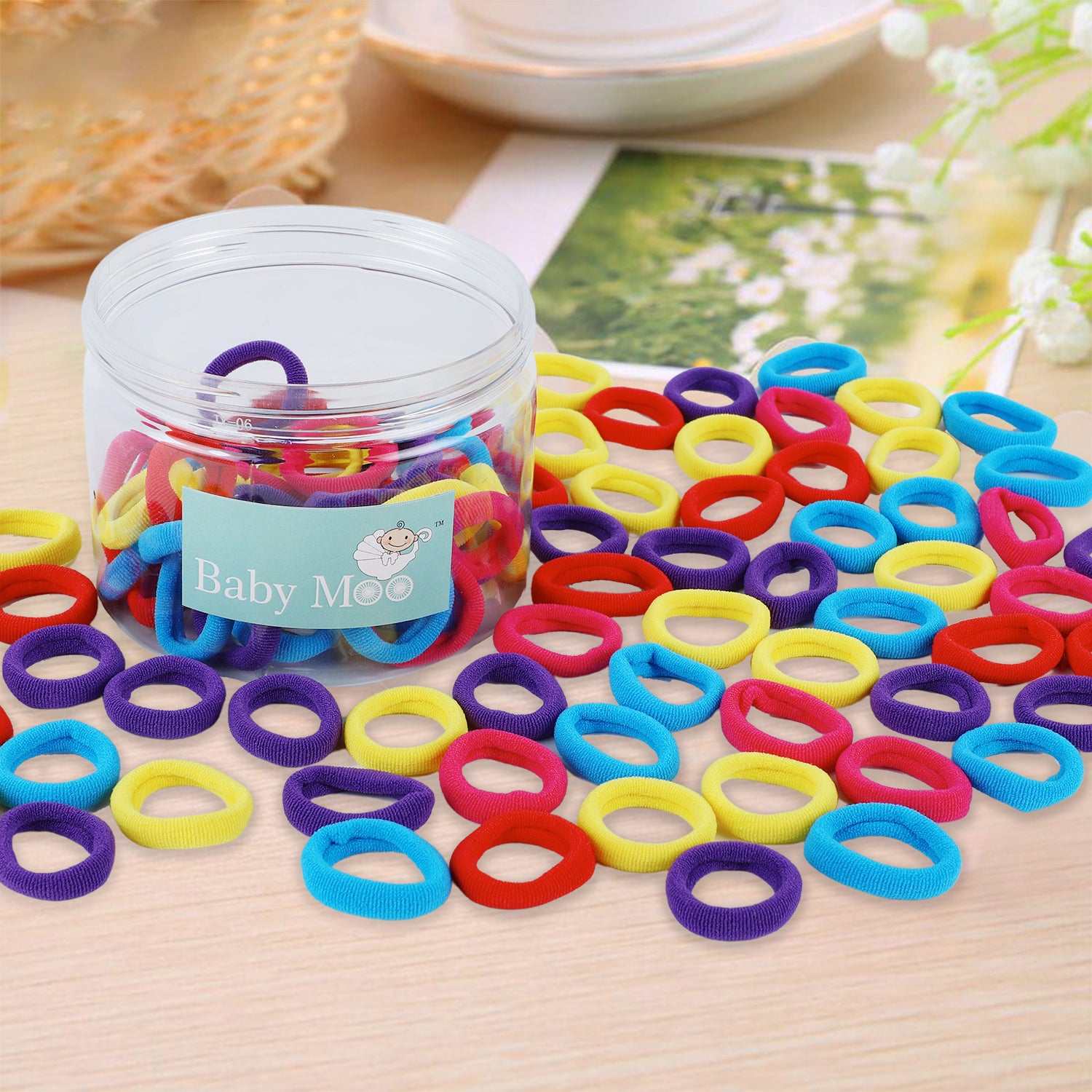 Mini Rubber Bands Soft Stretch Hair Elastic 100 Pcs - Multicolour