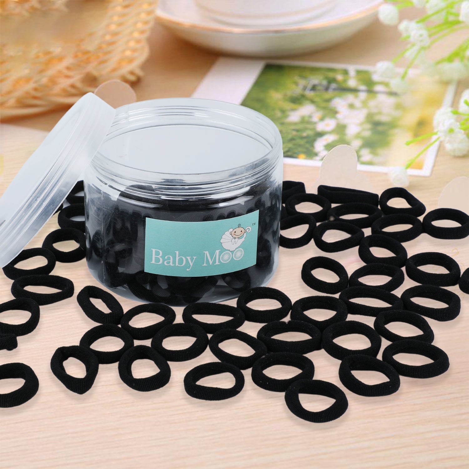 Mini Rubber Bands Soft Stretch Hair Elastic 100 Pcs - Black - Baby Moo