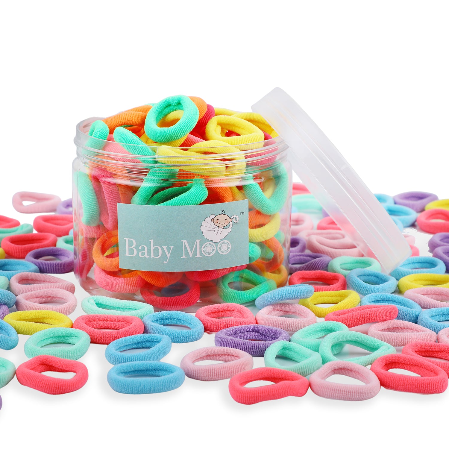 Mini Neon Rubber Bands Soft Stretch Hair Elastic 100 Pcs - Multicolour - Baby Moo