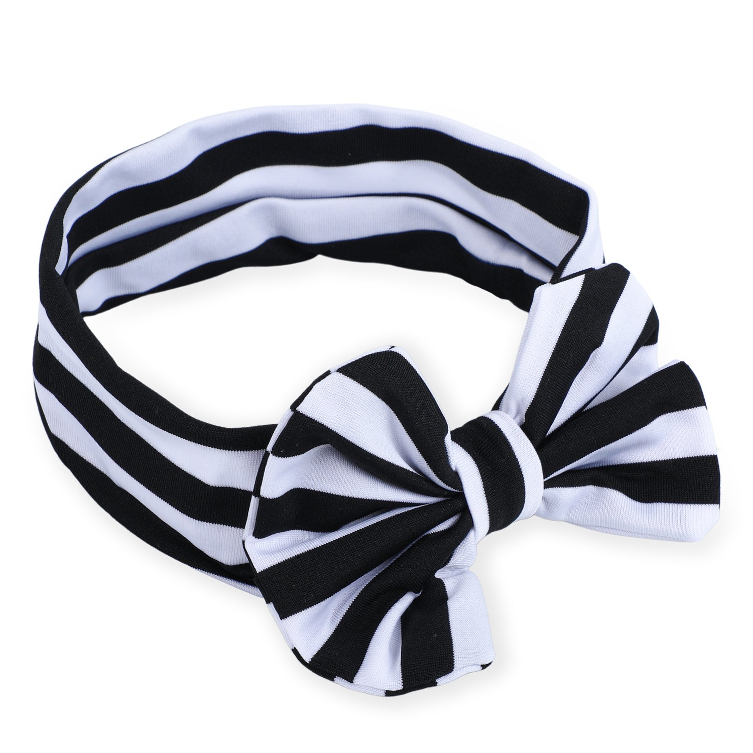 Stripes Soft Bow Headband - Black - Baby Moo