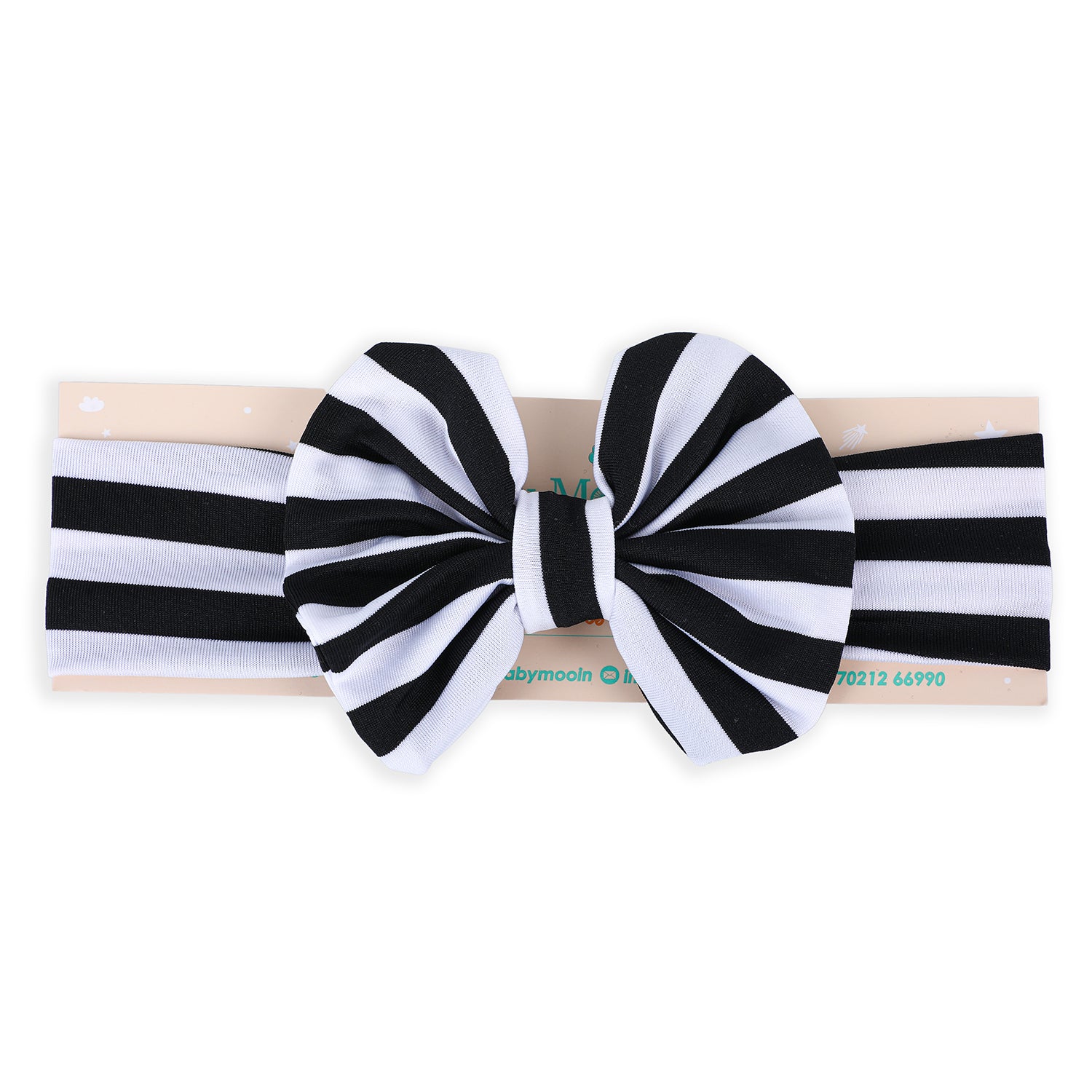 Stripes Soft Bow Headband - Black - Baby Moo