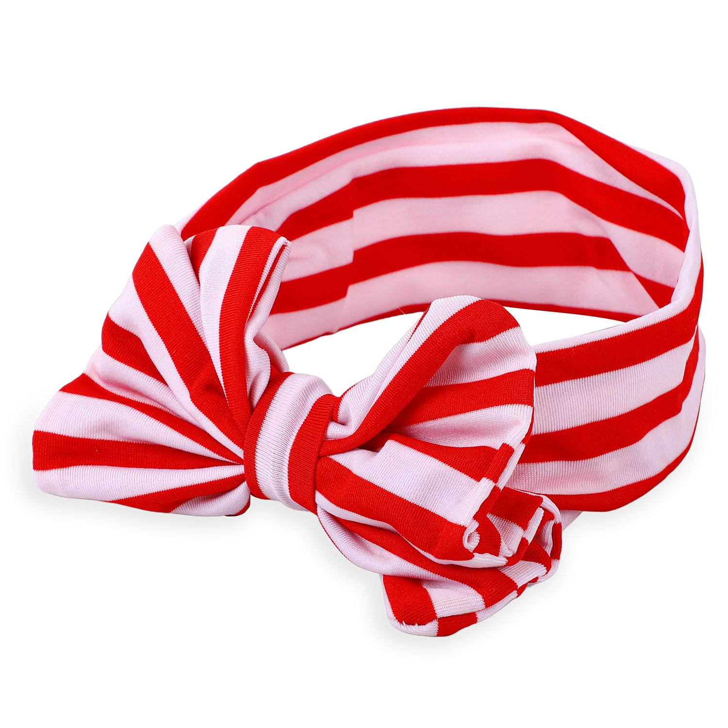 Stripes Soft Bow Headband - Red