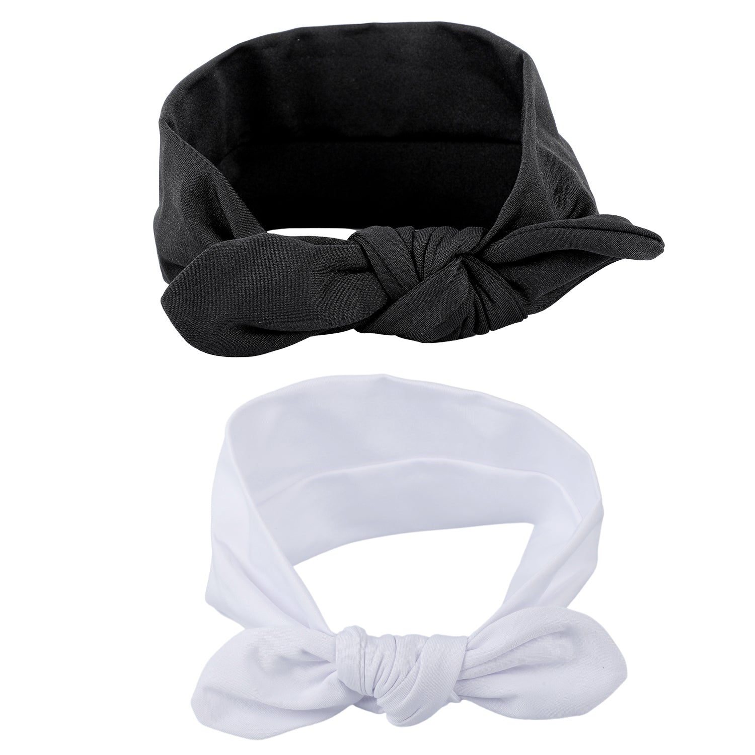 Bow Knot Headbands Set of 2 - White, Black - Baby Moo