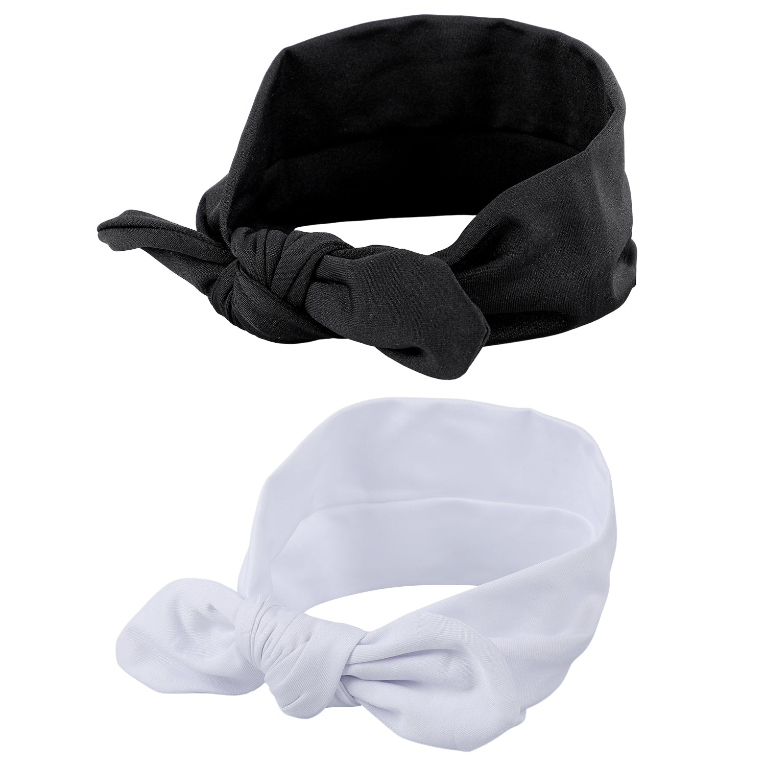 Bow Knot Headbands Set of 2 - White, Black