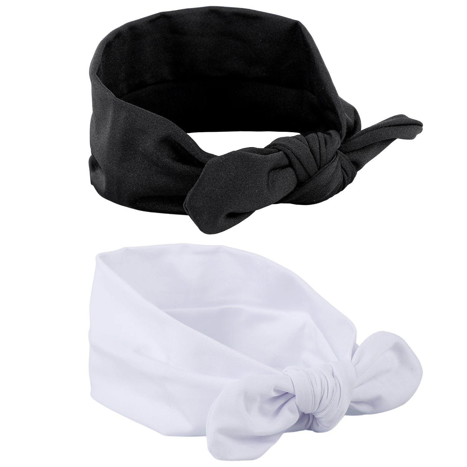Bow Knot Headbands Set of 2 - White, Black