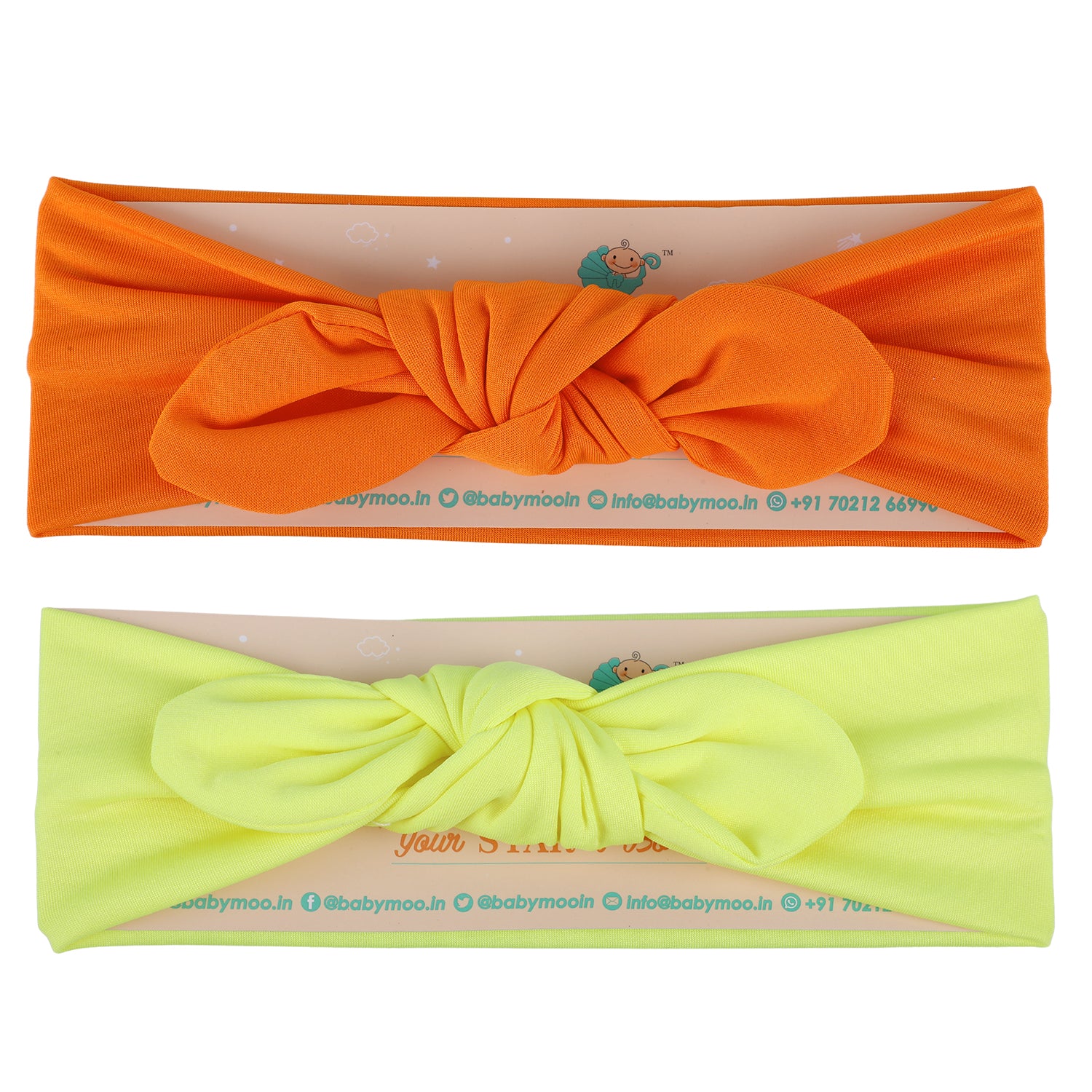 Bow Knot Headbands Set of 2 - Yellow, Orange - Baby Moo