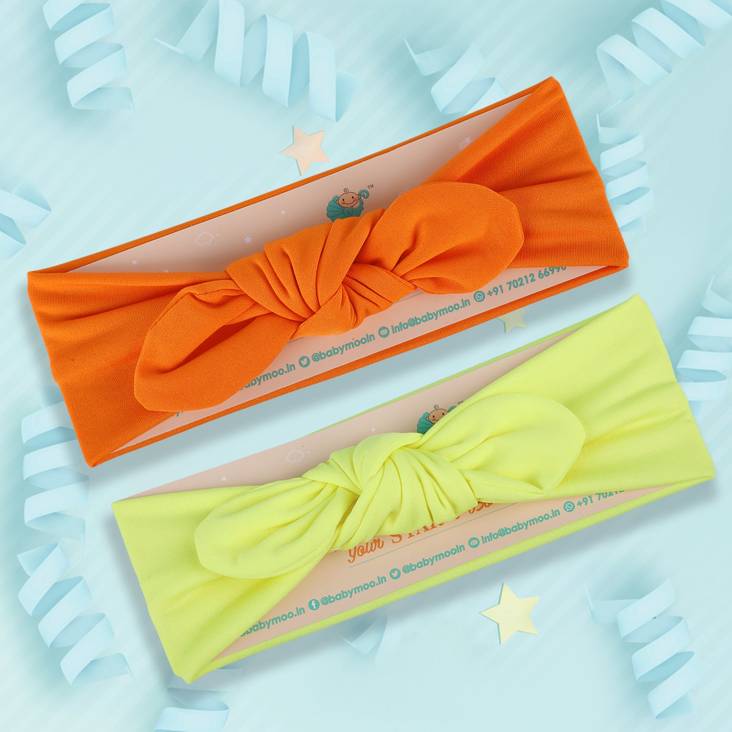 Bow Knot Headbands Set of 2 - Yellow, Orange - Baby Moo