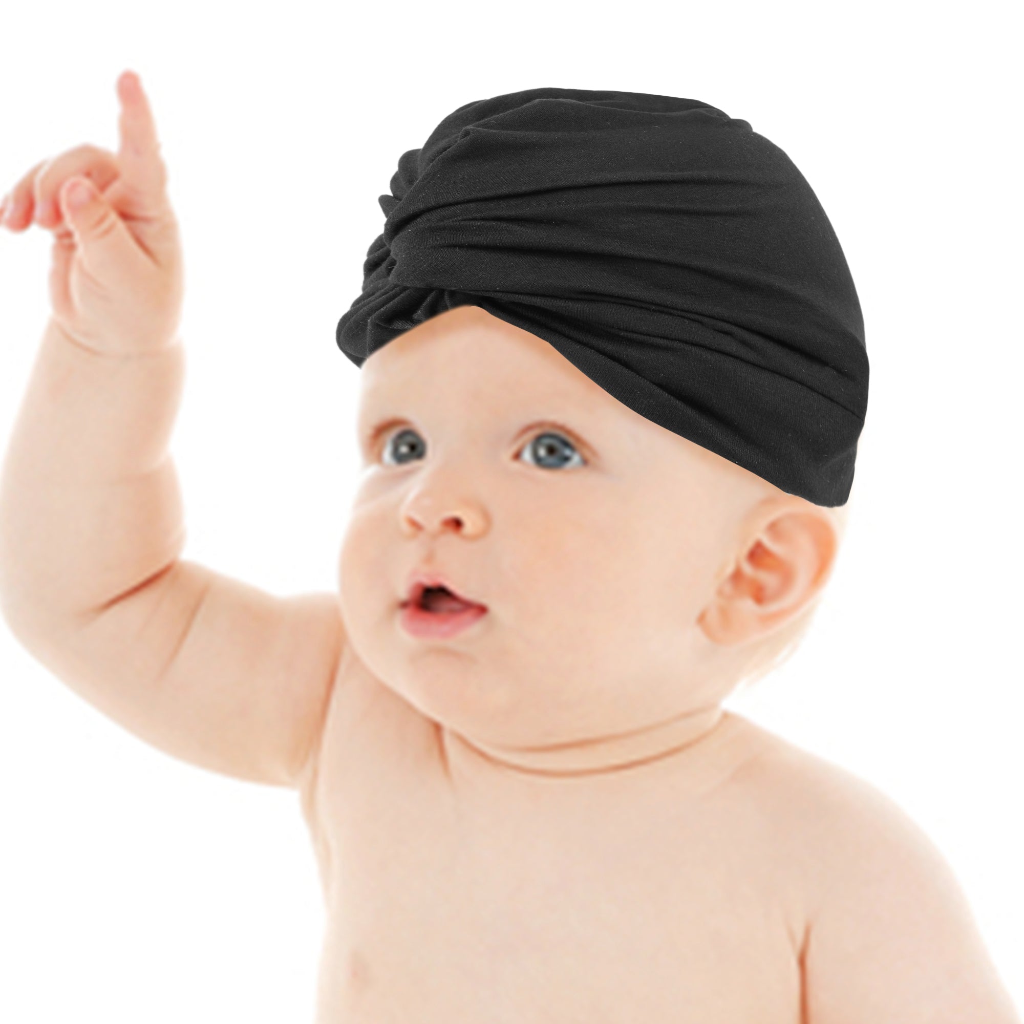 Baby Moo Cute Knotted Turban Cap Infant Beanie - Black - Baby Moo