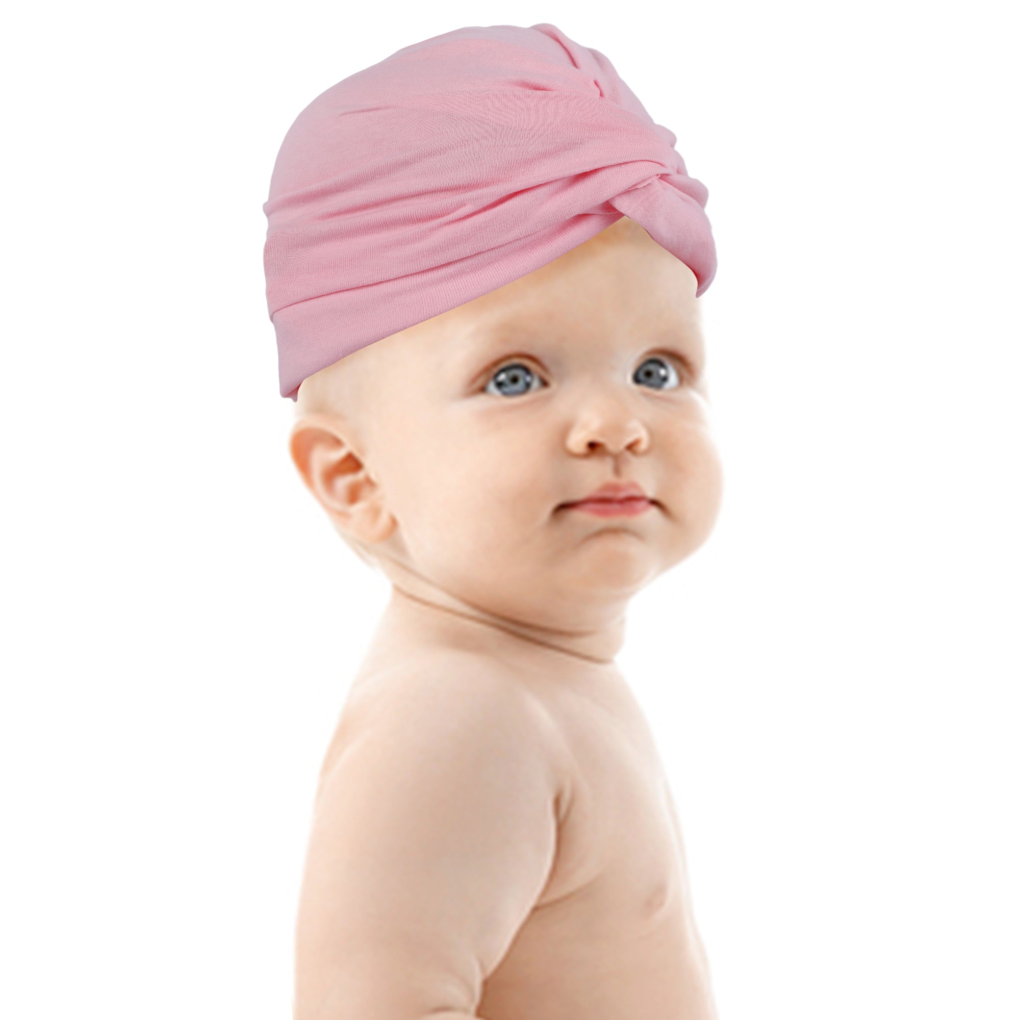 Cute Knotted Turban Cap Infant Beanie - Pink - Baby Moo