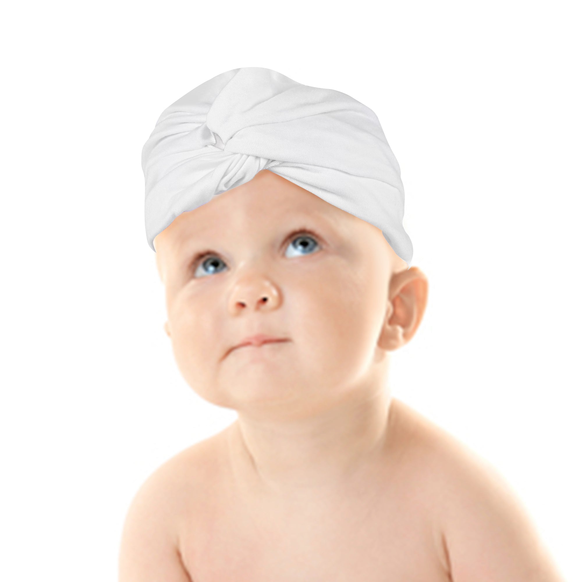 Cute Knotted Turban Cap Infant Beanie - White