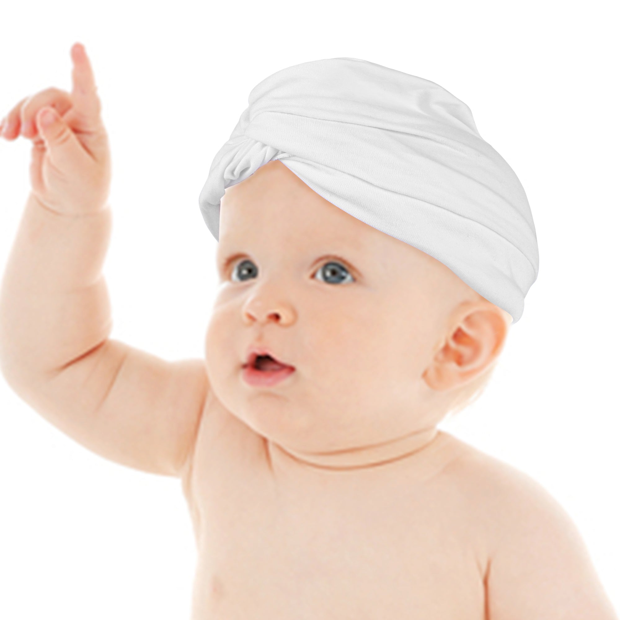 Cute Knotted Turban Cap Infant Beanie - White - Baby Moo